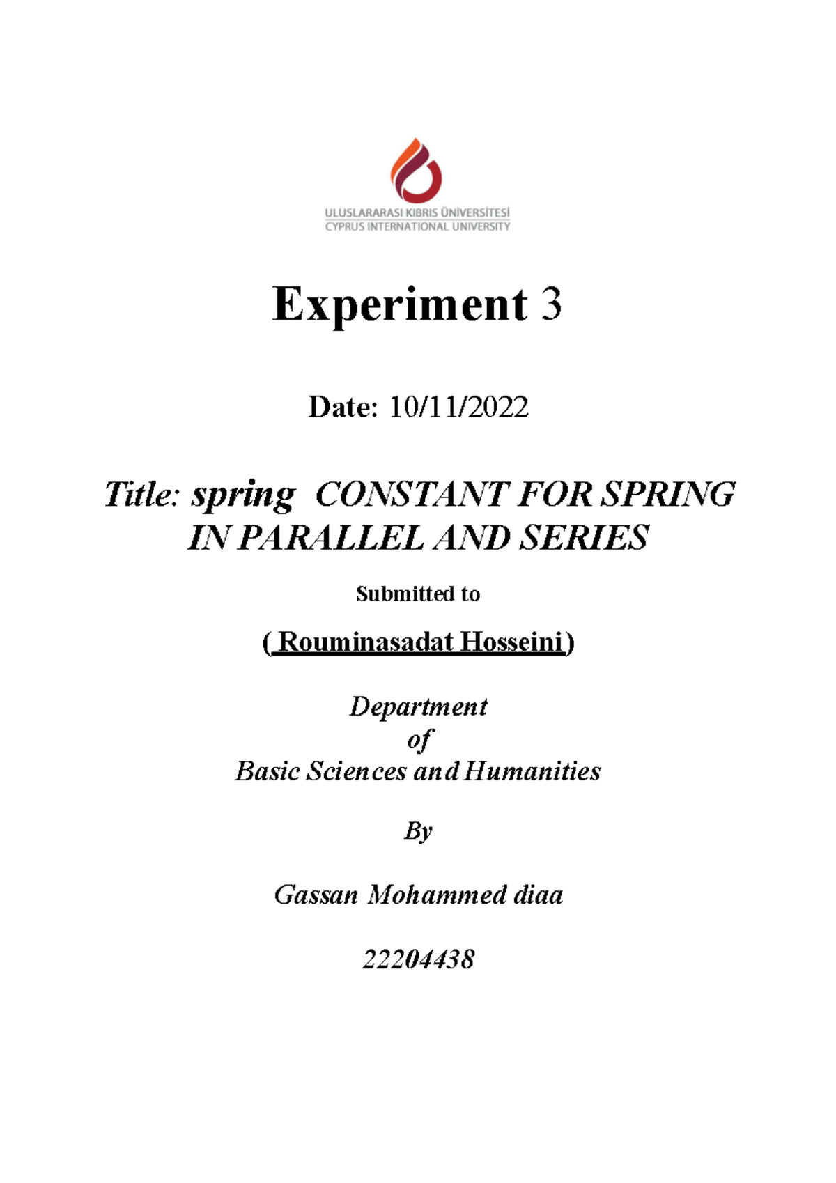 Experiment 3 - here is a report to help you know how to write your ...