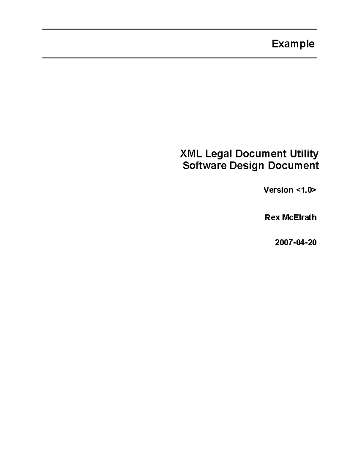 Example of software engineering project report - Example XML Legal