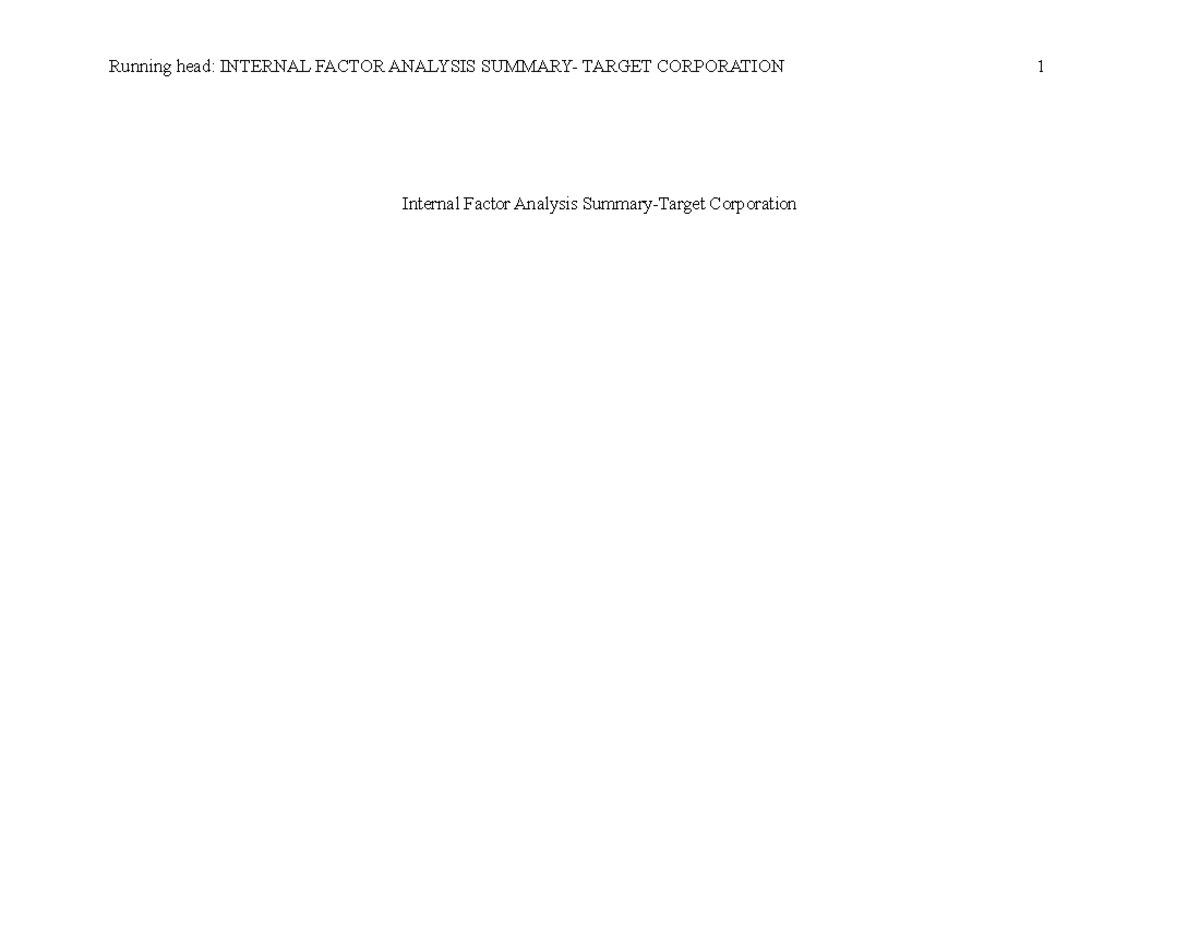 IFAS BUS - IFAS ASSIGNMENT - Running head: INTERNAL FACTOR ANALYSIS ...