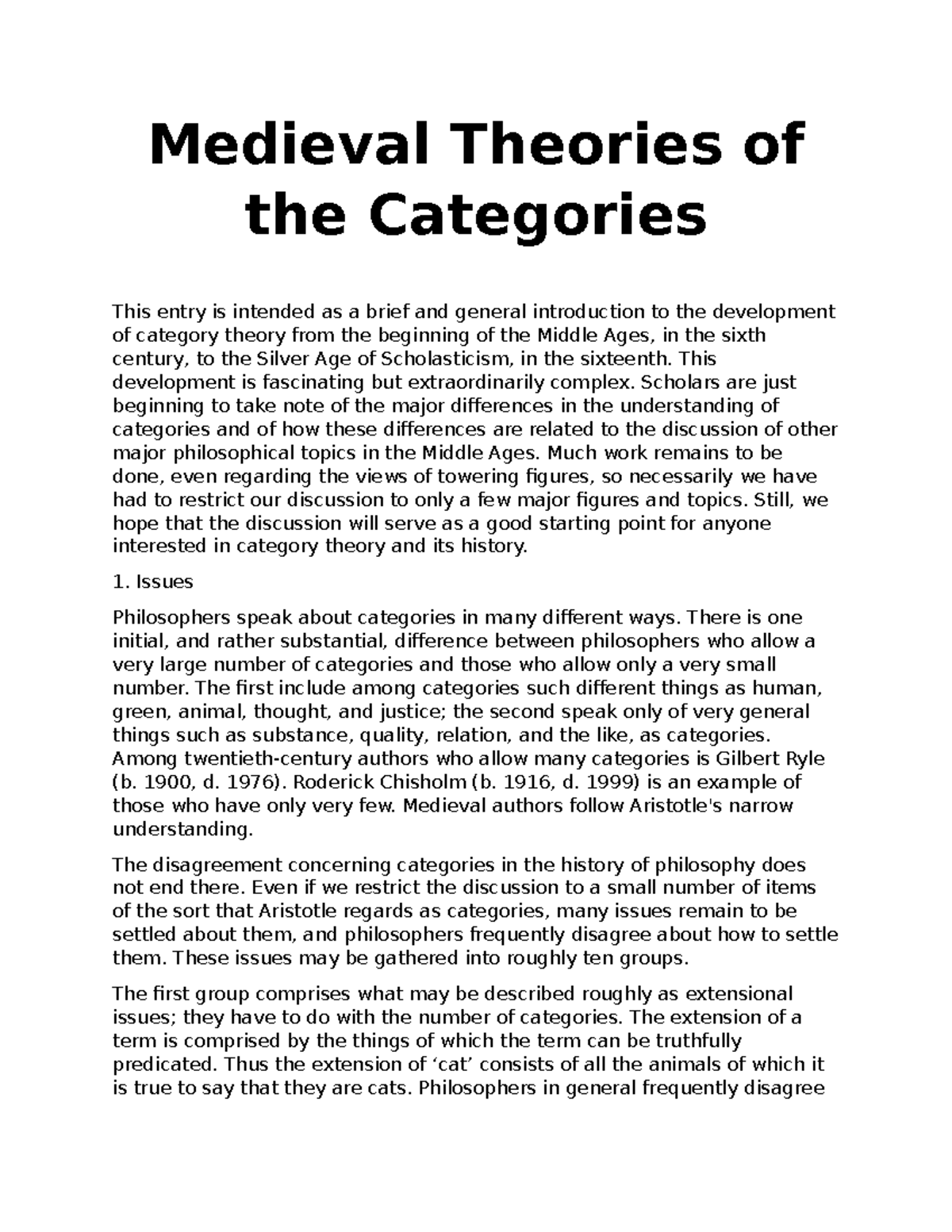 Lecture 4 Medieval Theories of the Categories Philosophy DHVSU