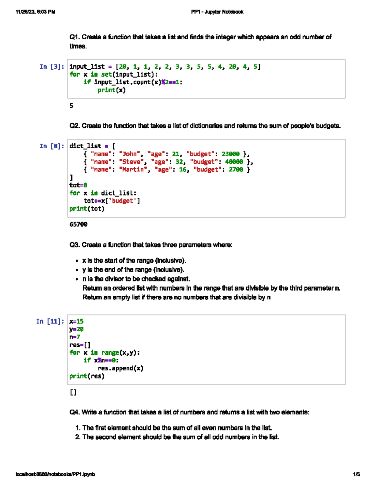 Python practice ques - Computer Engineering - Studocu