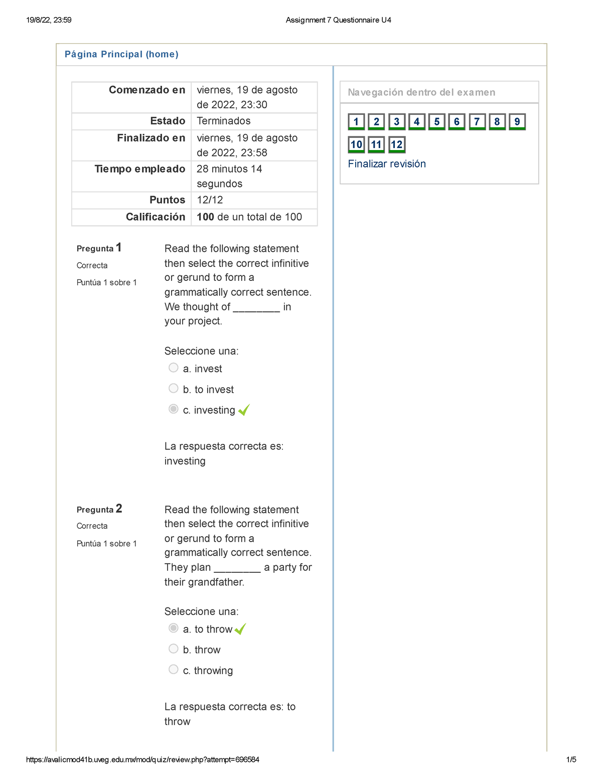 assignment 7 questionnaire u4 idioma extranjero iii