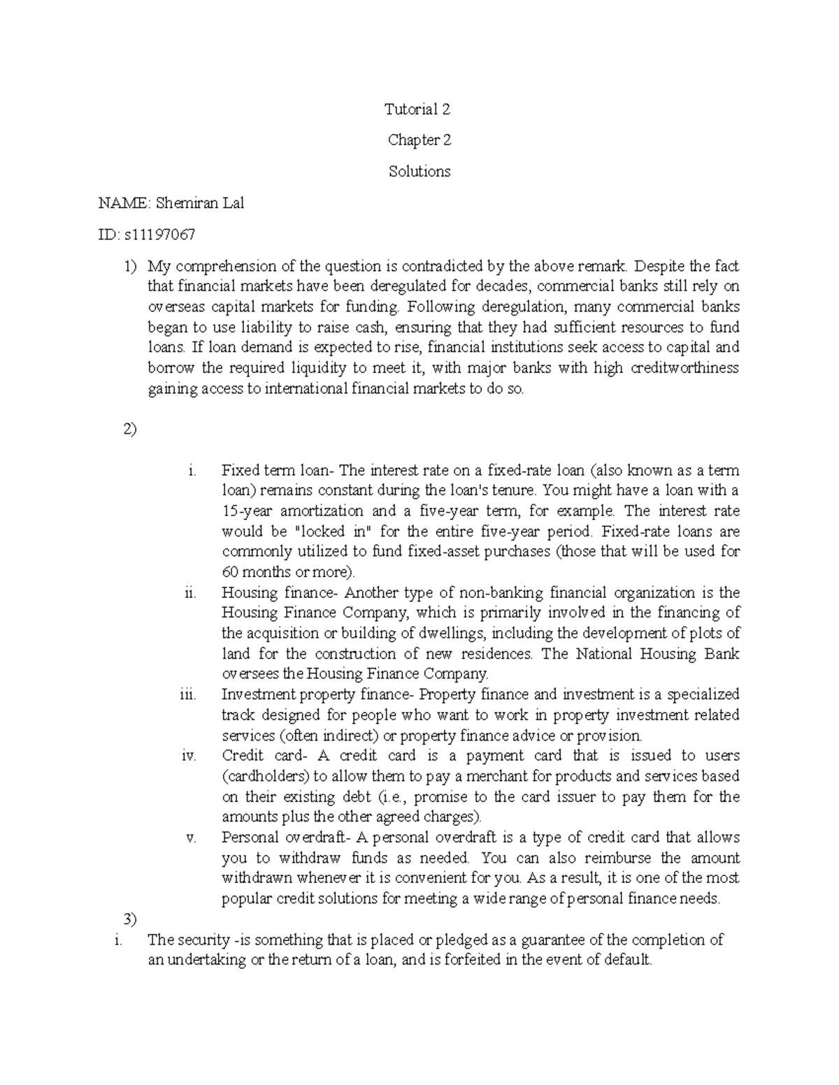 Tutorial 2 Solution Fm102 Tutorial 2 Chapter 2 Solutions Name