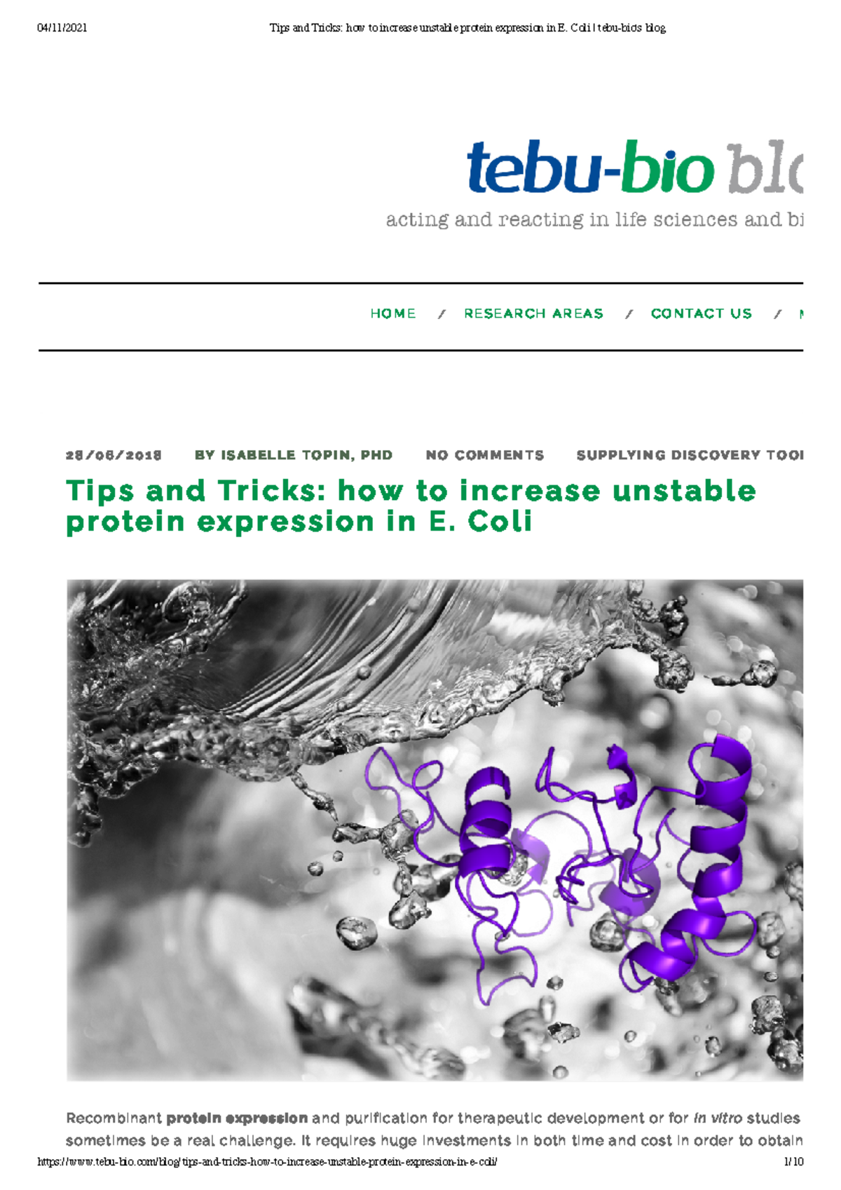 Reading 2 Tips and Tricks how to increase unstable protein expression ...