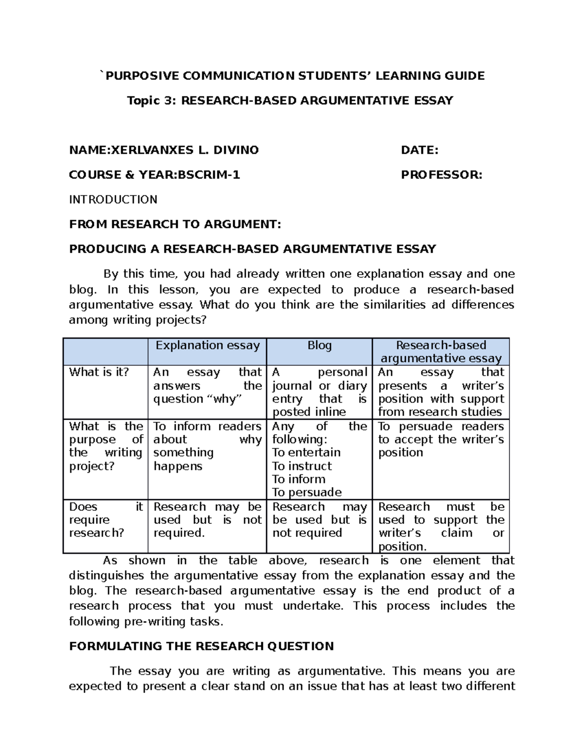 argumentative essay on communication