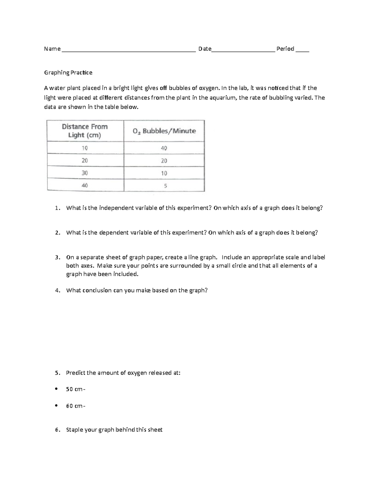 Graphing practice wkst - Name ...