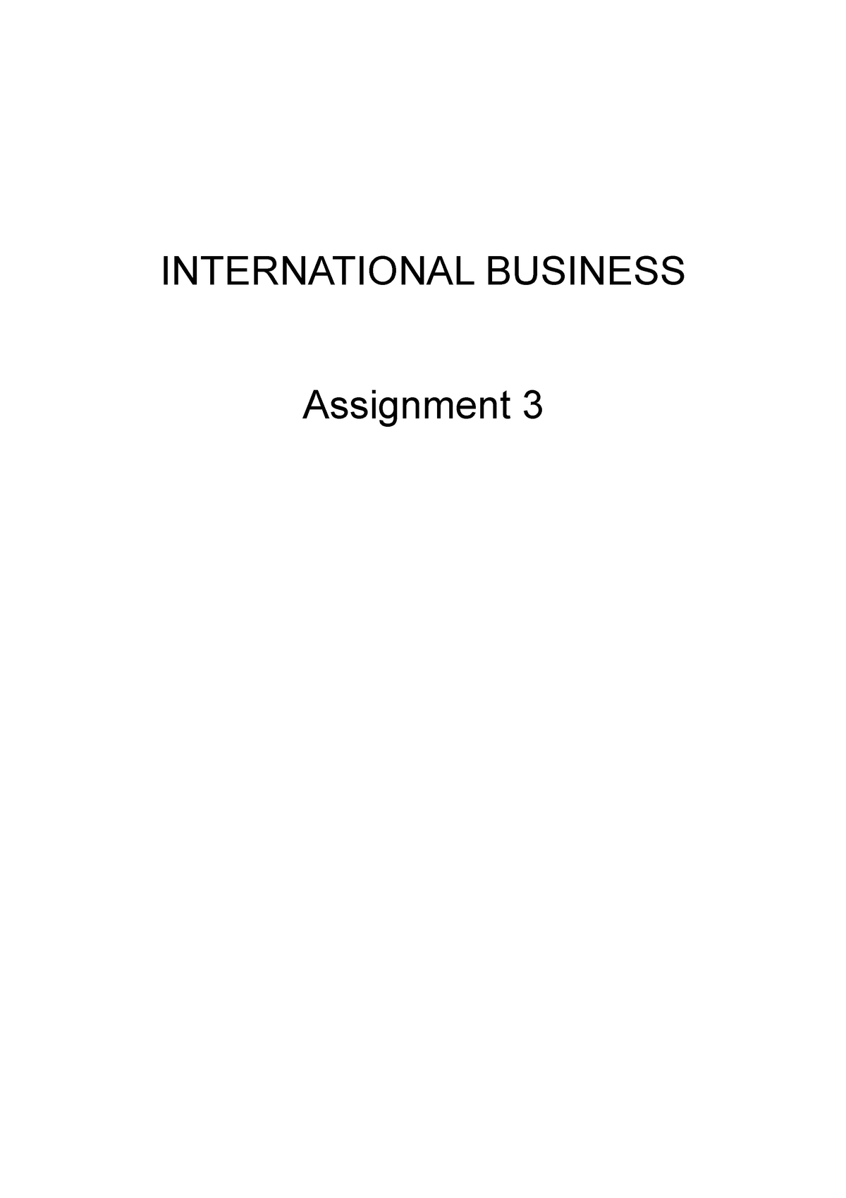 international business assignment 1 task 3