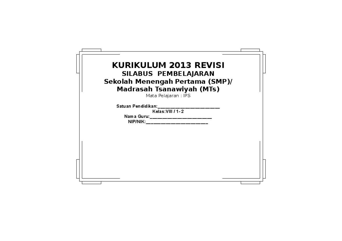 Perangkat Pembelajaran - KURIKULUM 2013 REVISI SILABUS PEMBELAJARAN ...