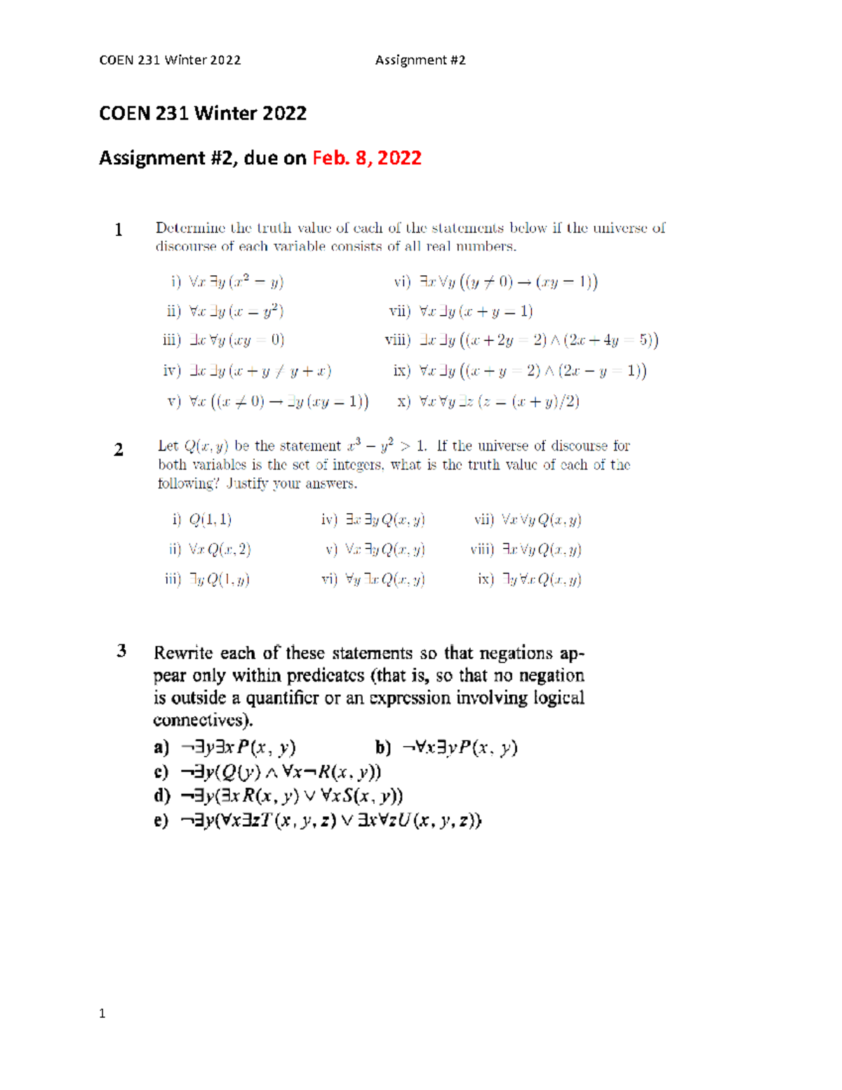 COEN- 231-Ass2-(Ch 1 - assignment 2 - COEN 231 Winter 20 22 Assignment ...