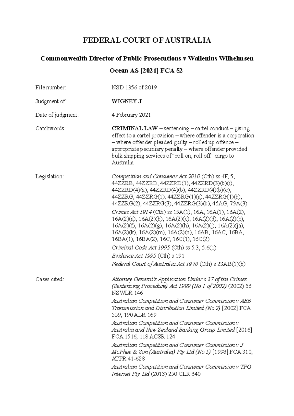 2021 FCA 52 xxxxxx FEDERAL COURT OF AUSTRALIA Commonwealth Director of Public Prosecutions v