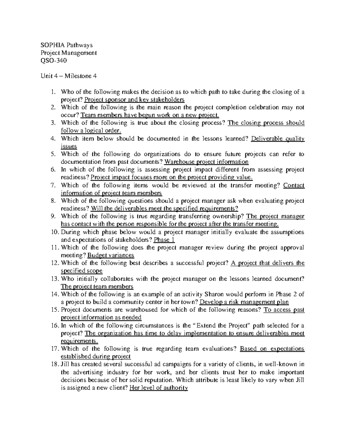 Sophia Unit 4 Milestone 4 Project Mgmt QSO340 SOPHIA Pathways