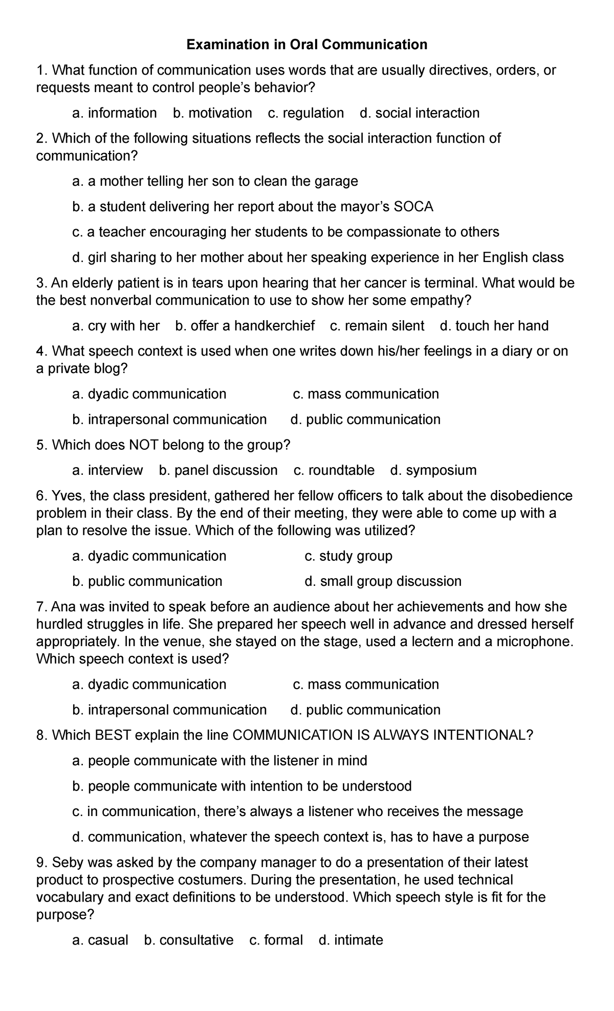 oral communication 3 answer key