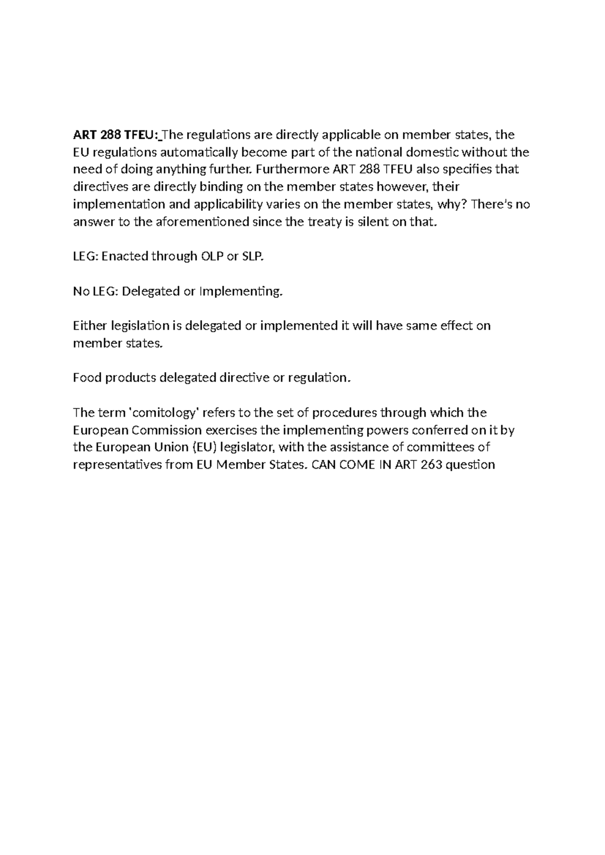 Doctrines of EU law - european union law brief fundamentals - ART 288 ...