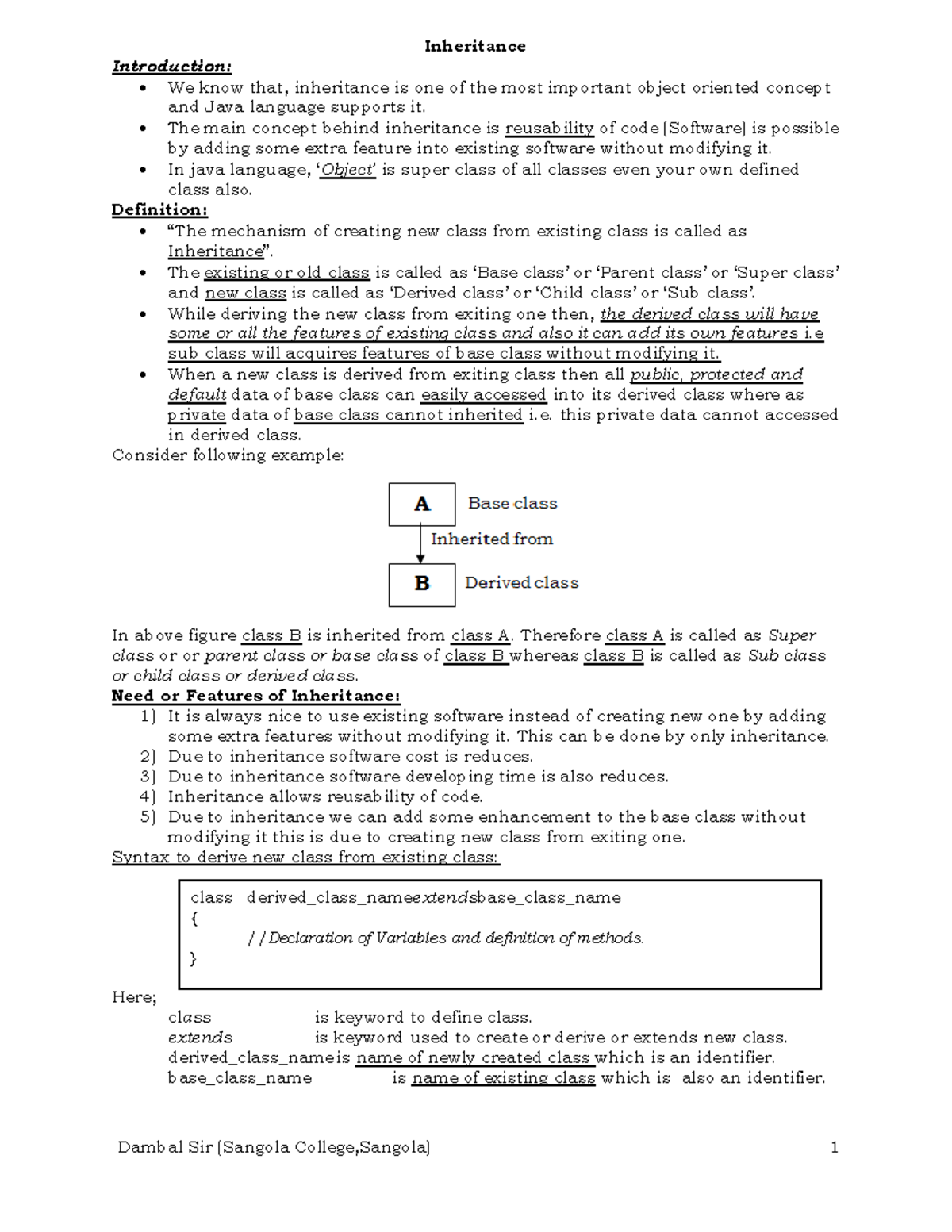 Ch4 - good notes for computer science students - Inheritance ...