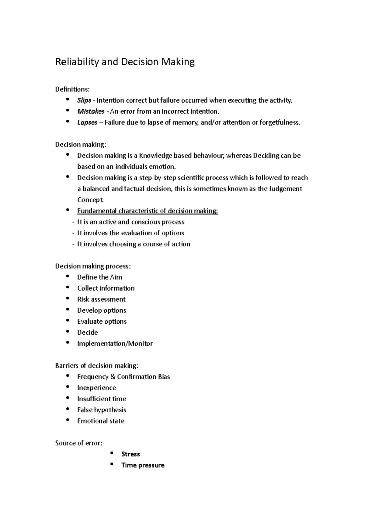Reliability and Decision Making - Reliability and Decision Making ...