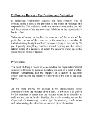 Difference Between Verification and Valuation