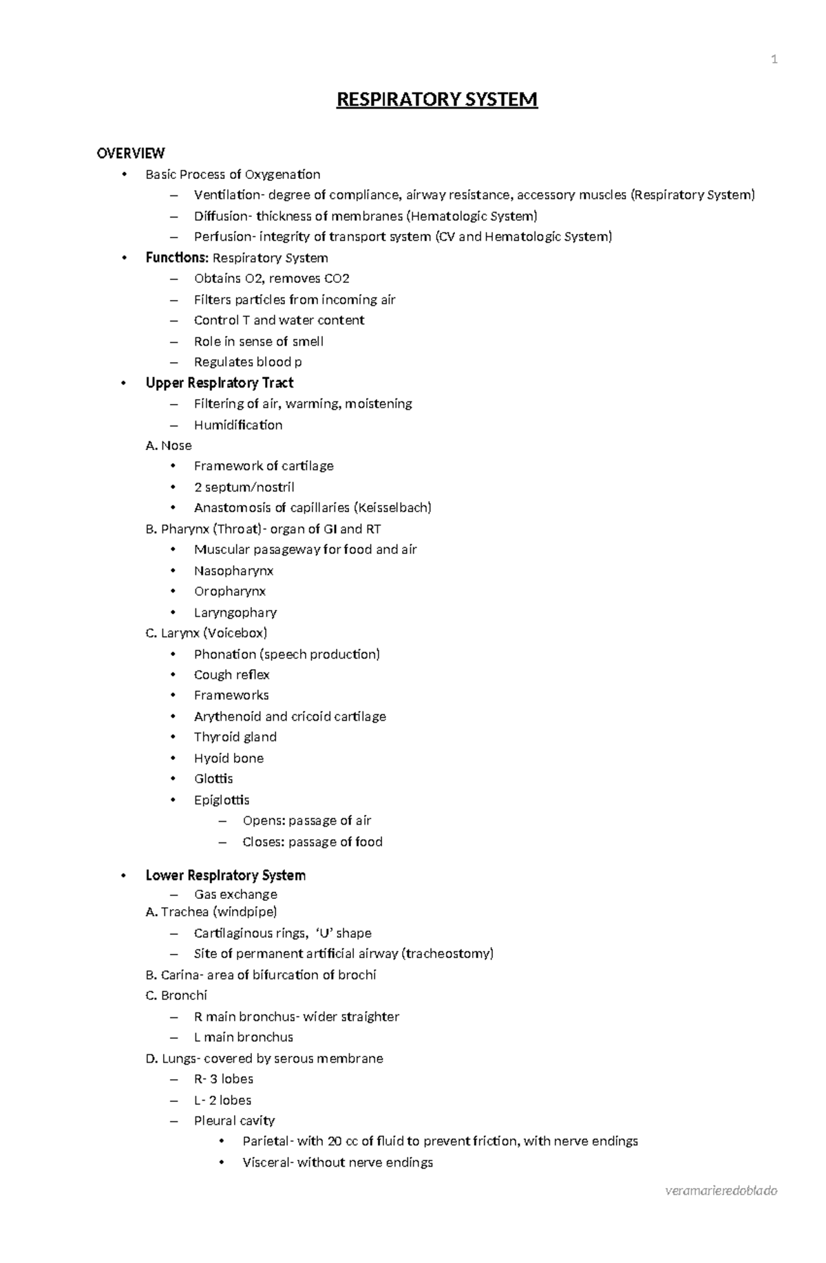Respiratory- System - N/A - RESPIRATORY SYSTEM OVERVIEW Basic Process ...