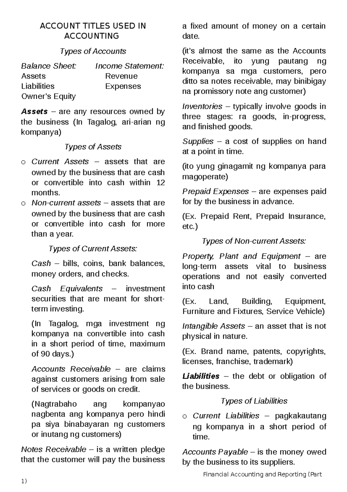 accounting-for-service-business-account-titles-used-in-accounting