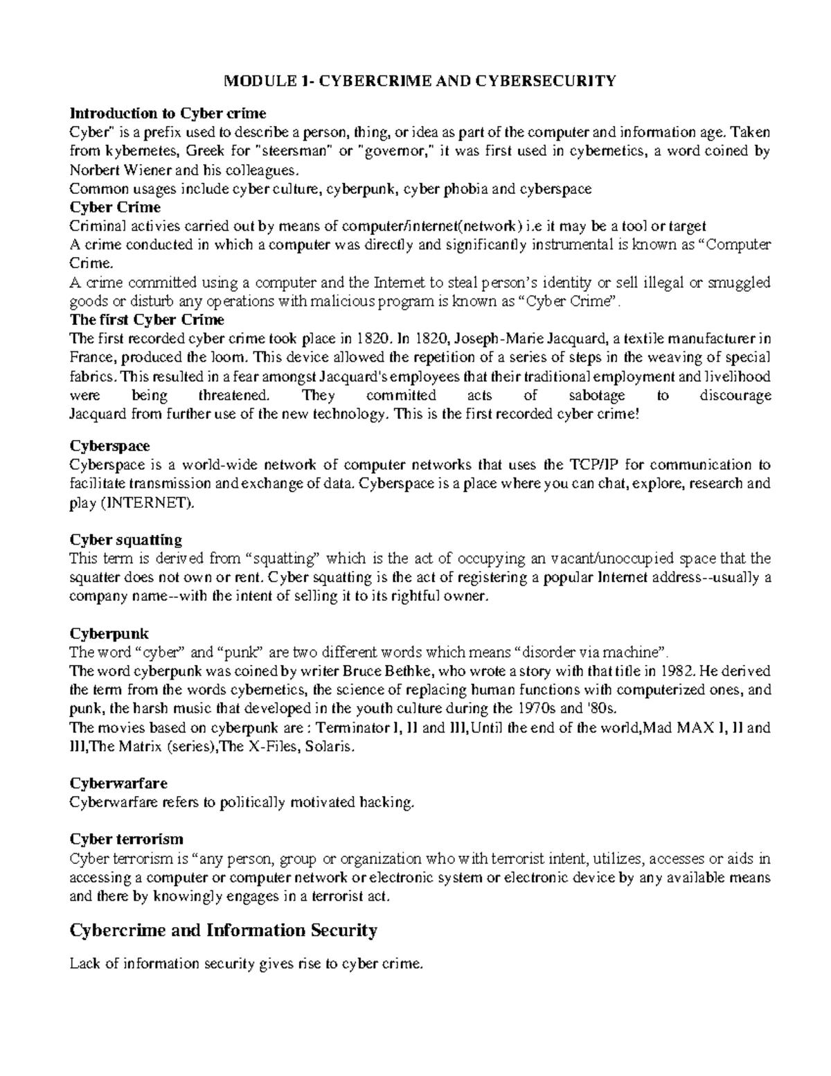 Module 1 tech neo - Introduction to Cyberc,: Cyber Security and Law 7 ...