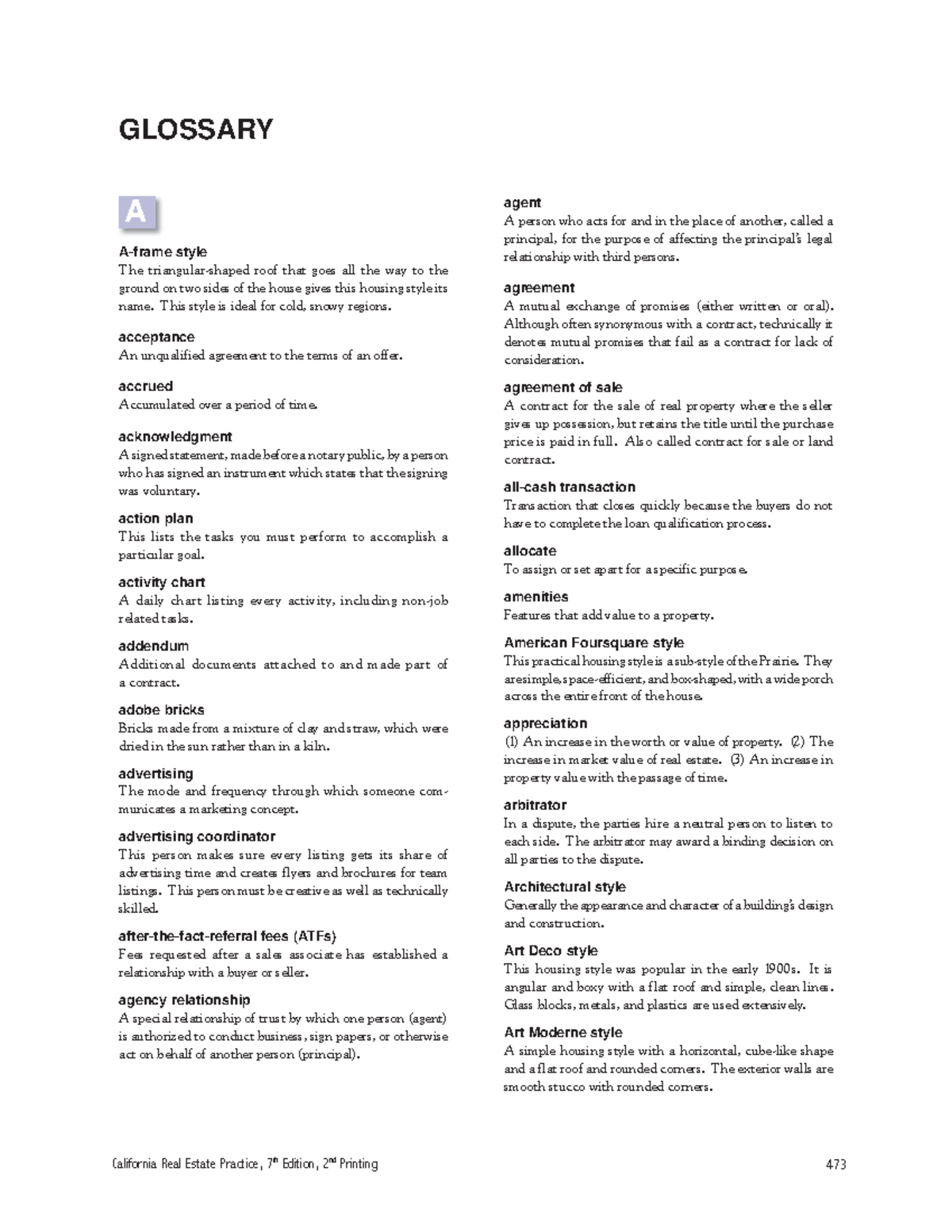 17 Careprac Glossary - Vocabulary And Their Difination - 473 A-frame 