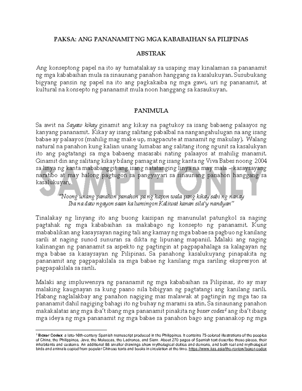 Concept Sample - Dalogdog 2023 - PAKSA: ANG PANANAMIT NG MGA KABABAIHAN ...