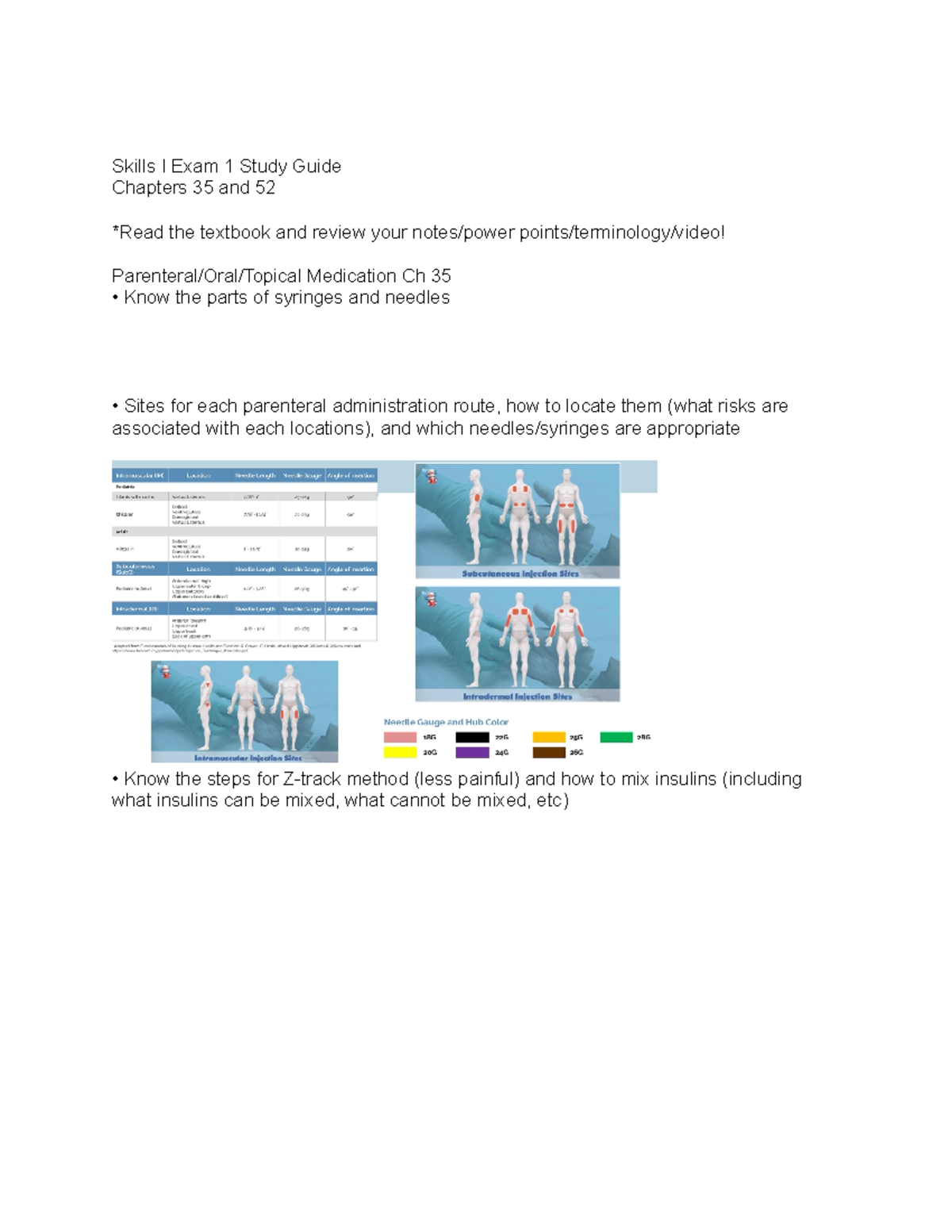 Skills Exam 1 SG - Skills I Exam 1 Study Guide Chapters 35 and 52 *Read ...