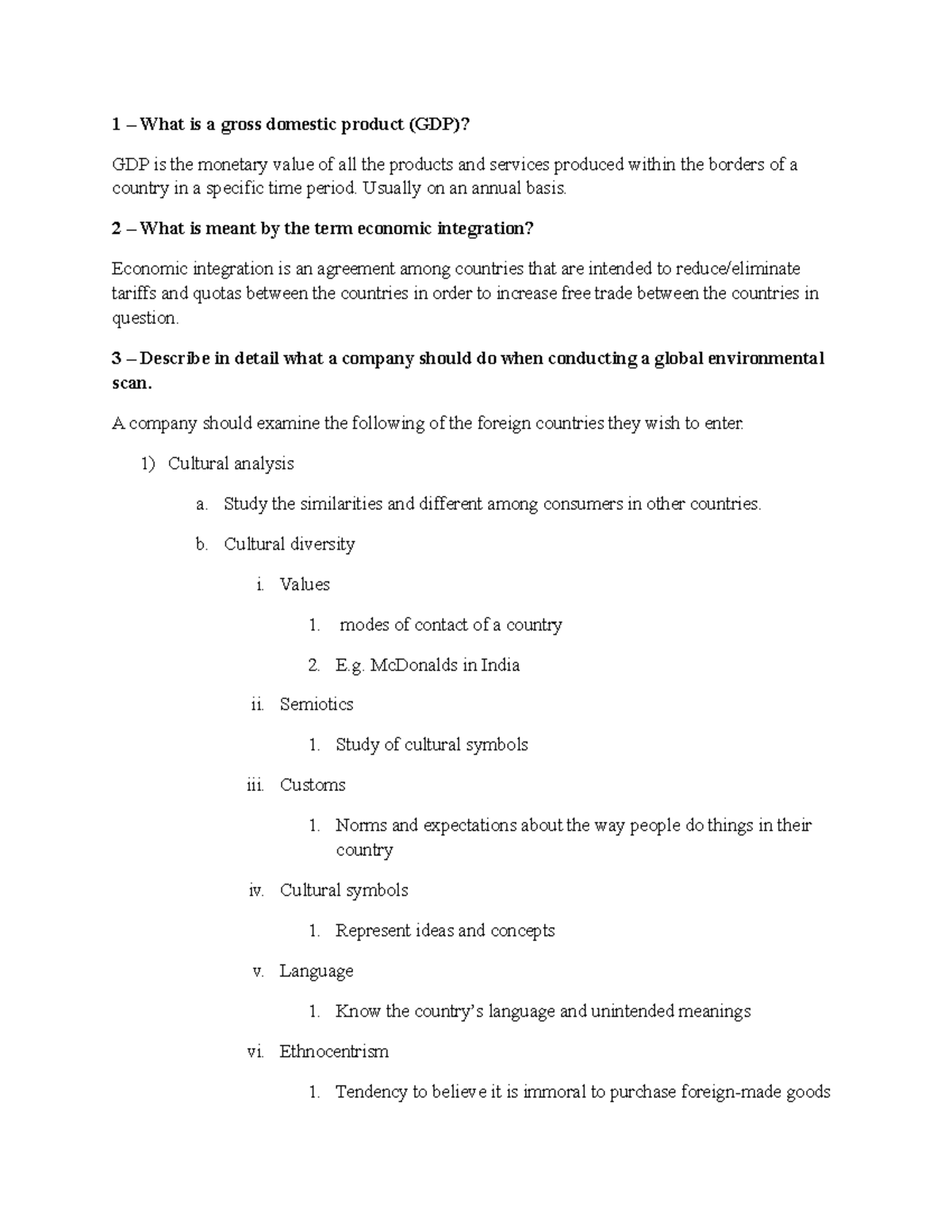 C.7 questions - 1 – What is a gross domestic product (GDP)? GDP is the ...