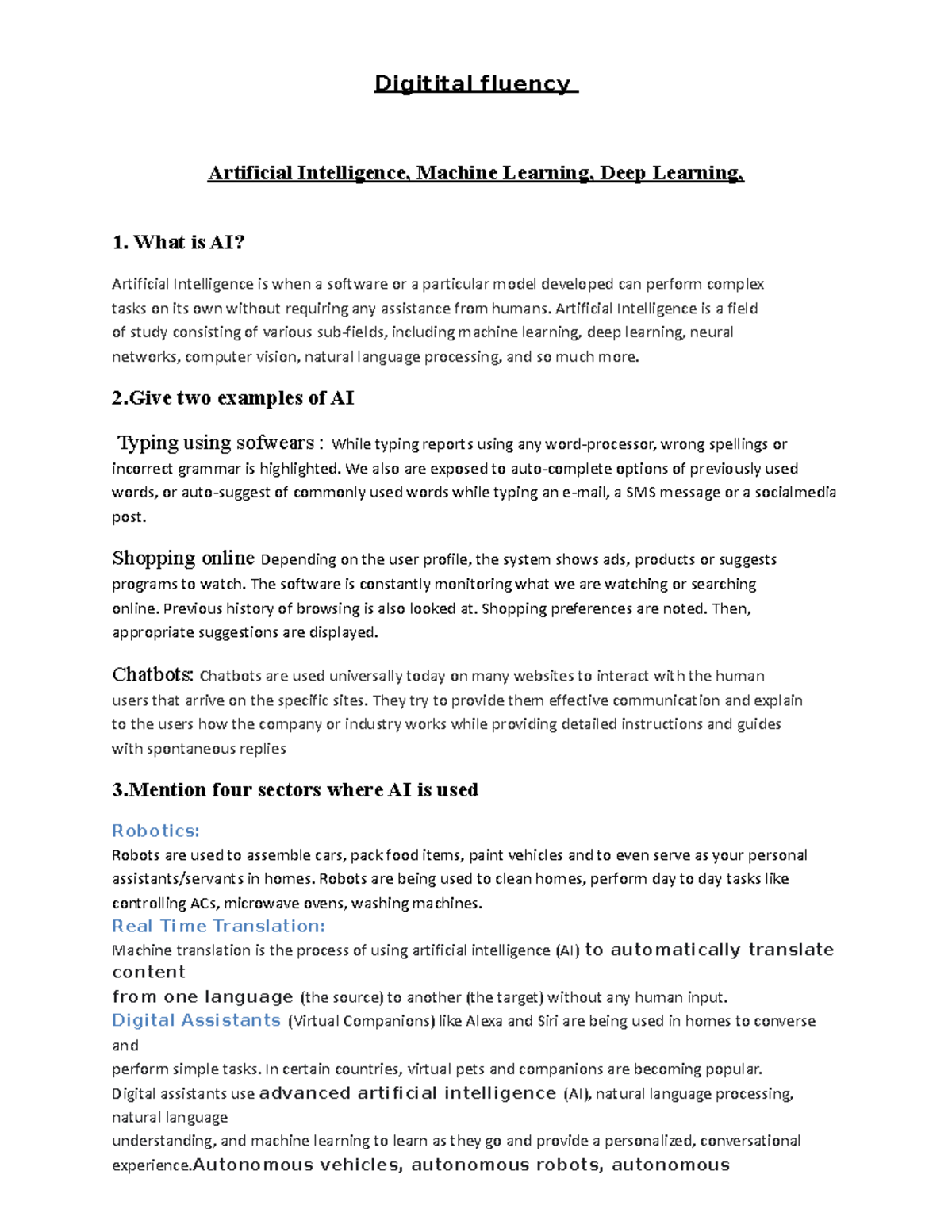 Digitital fluency notes - Digitital fluency Artificial Intelligence ...