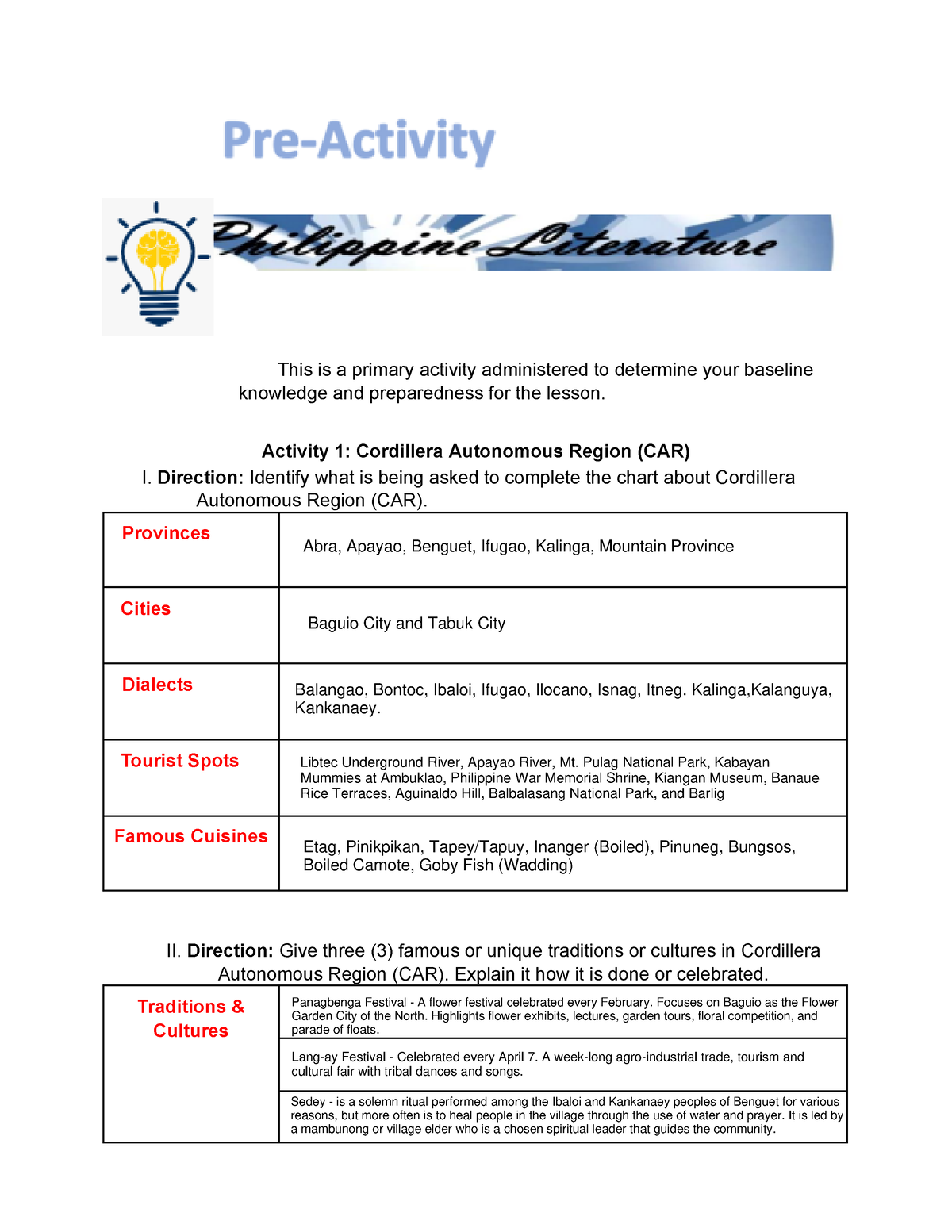 Chapter III - Preactivity CAR-AND-NCR - This Is A Primary Activity ...