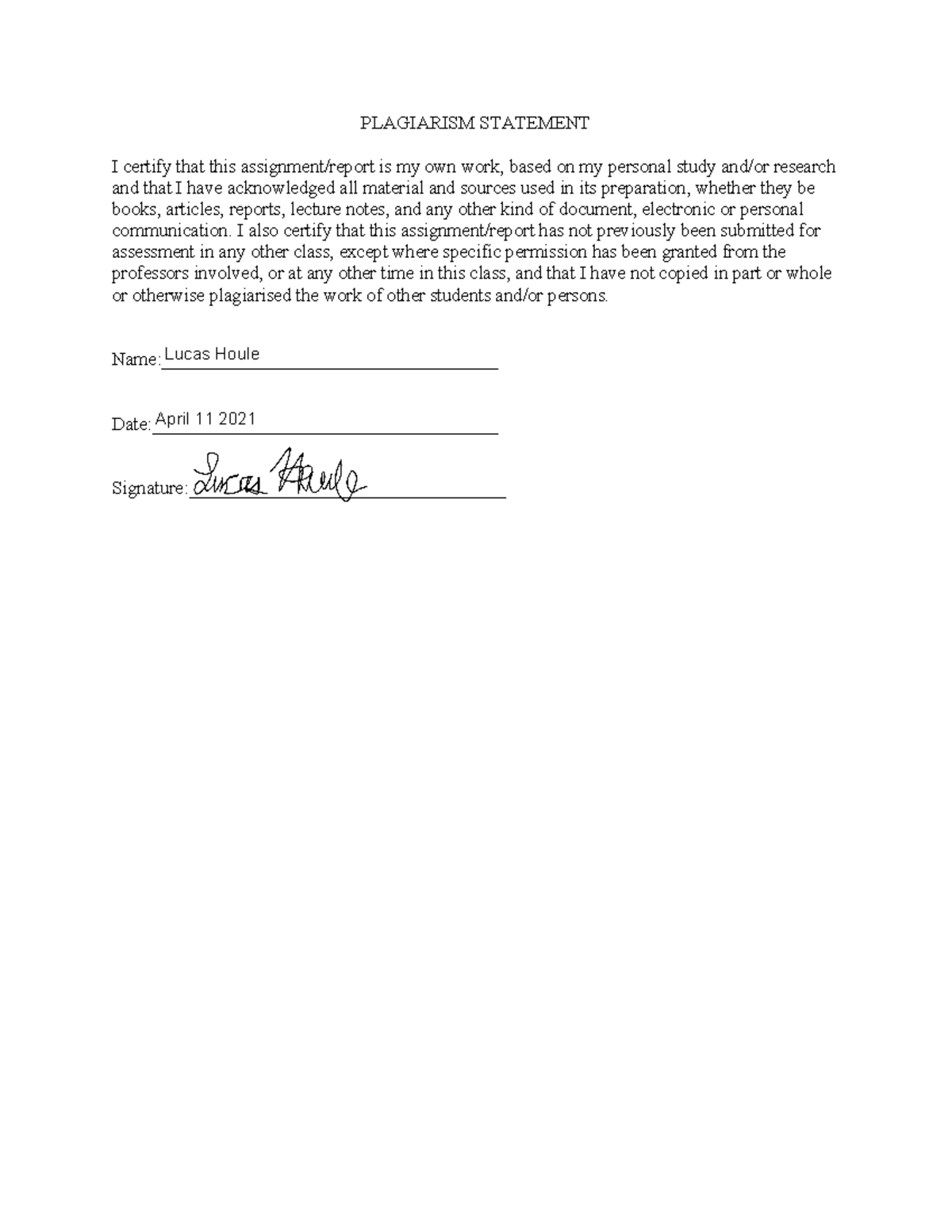 Plagiarism Statement-2 - PLAGIARISM STATEMENT I certify that this ...