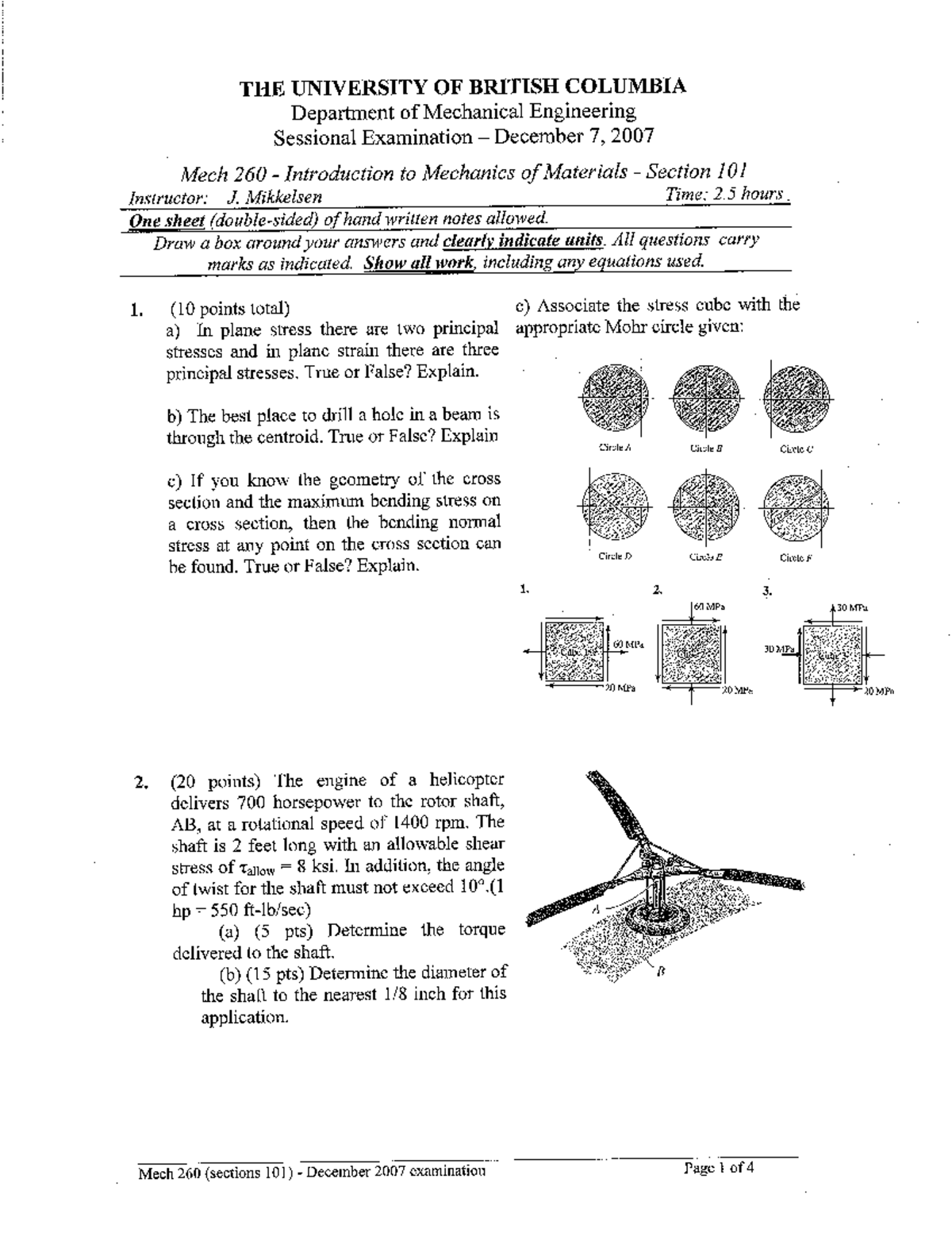 2007 Final 2 - Mechanics of materials - 9709, Mechanics One - Studocu