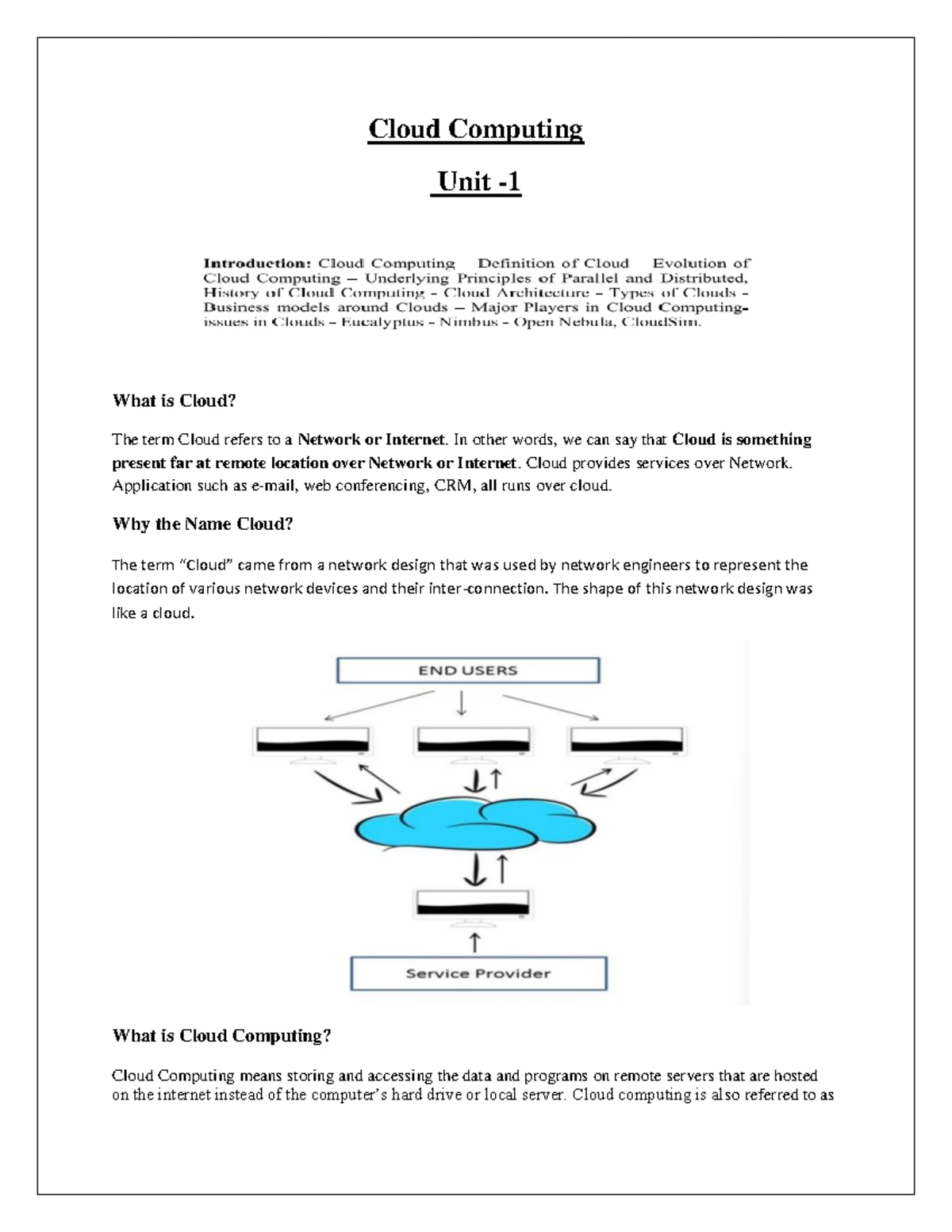Cloud Computing UNIT-2 Notes - Cloud Computing Unit- 2 Types of Cloud ...