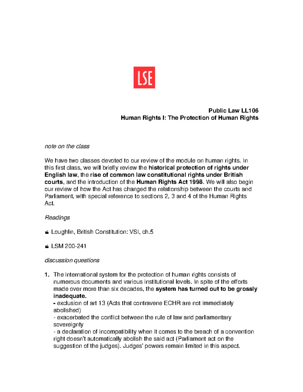15 - HRA Protection - personal notes, answers and summaries - Public ...