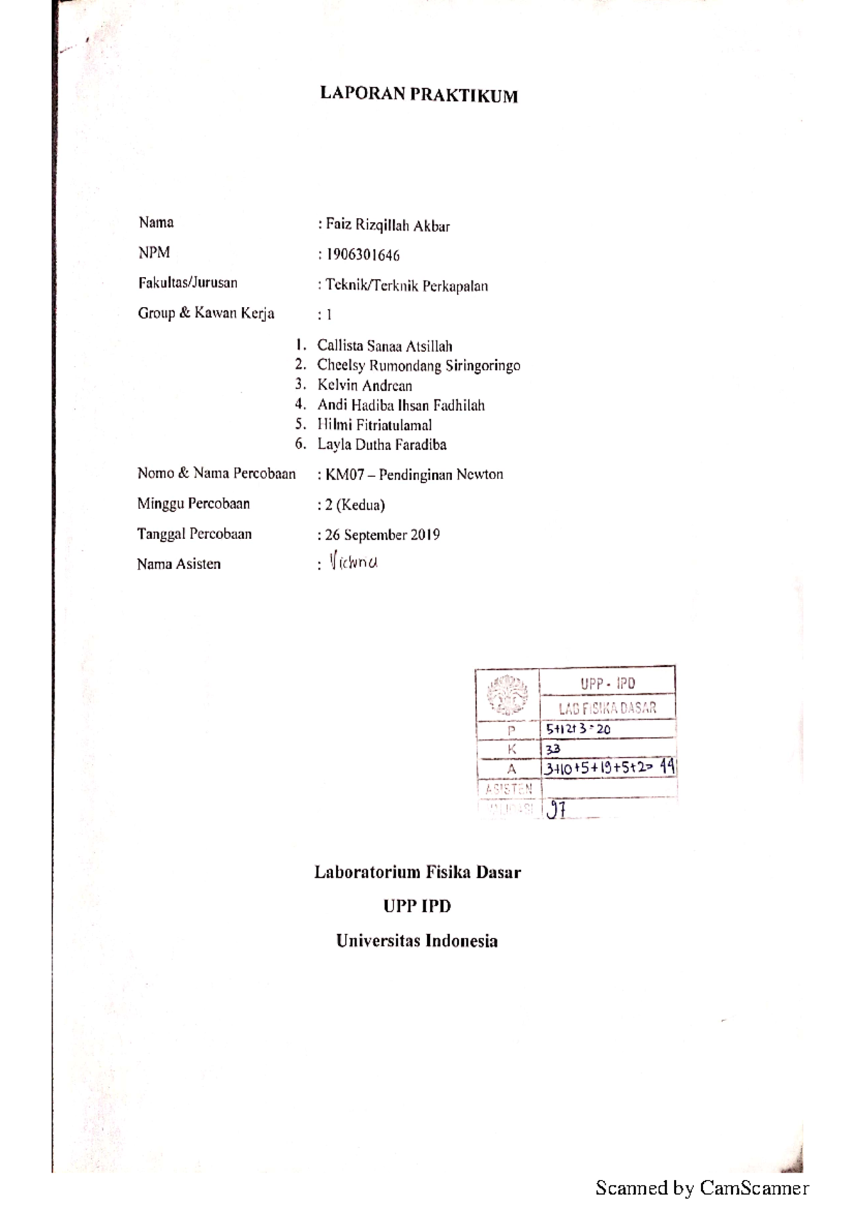 99724 Laporan Praktikum Pendinginan Newton Km07 Studocu