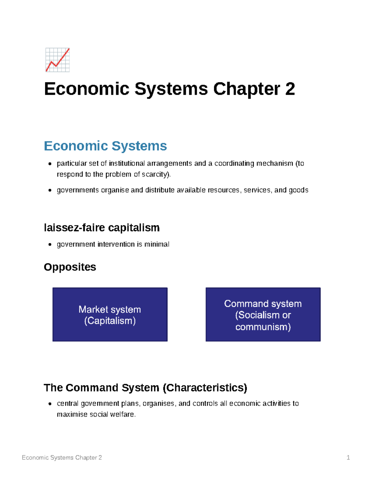 Semester 1 (Chapter 2) - ¶ Economic Systems Chapter 2 Economic Systems ...