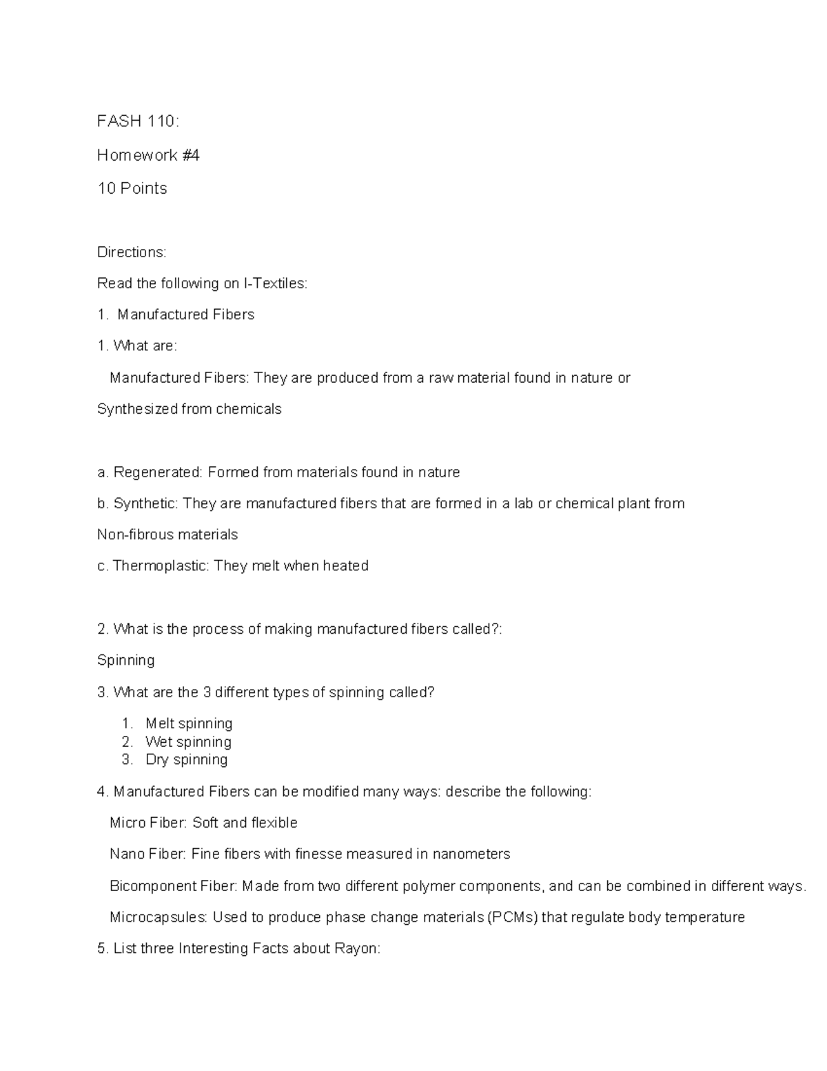 Homework 4 from the textiles online book - FASH 110: Homework 10 Points ...
