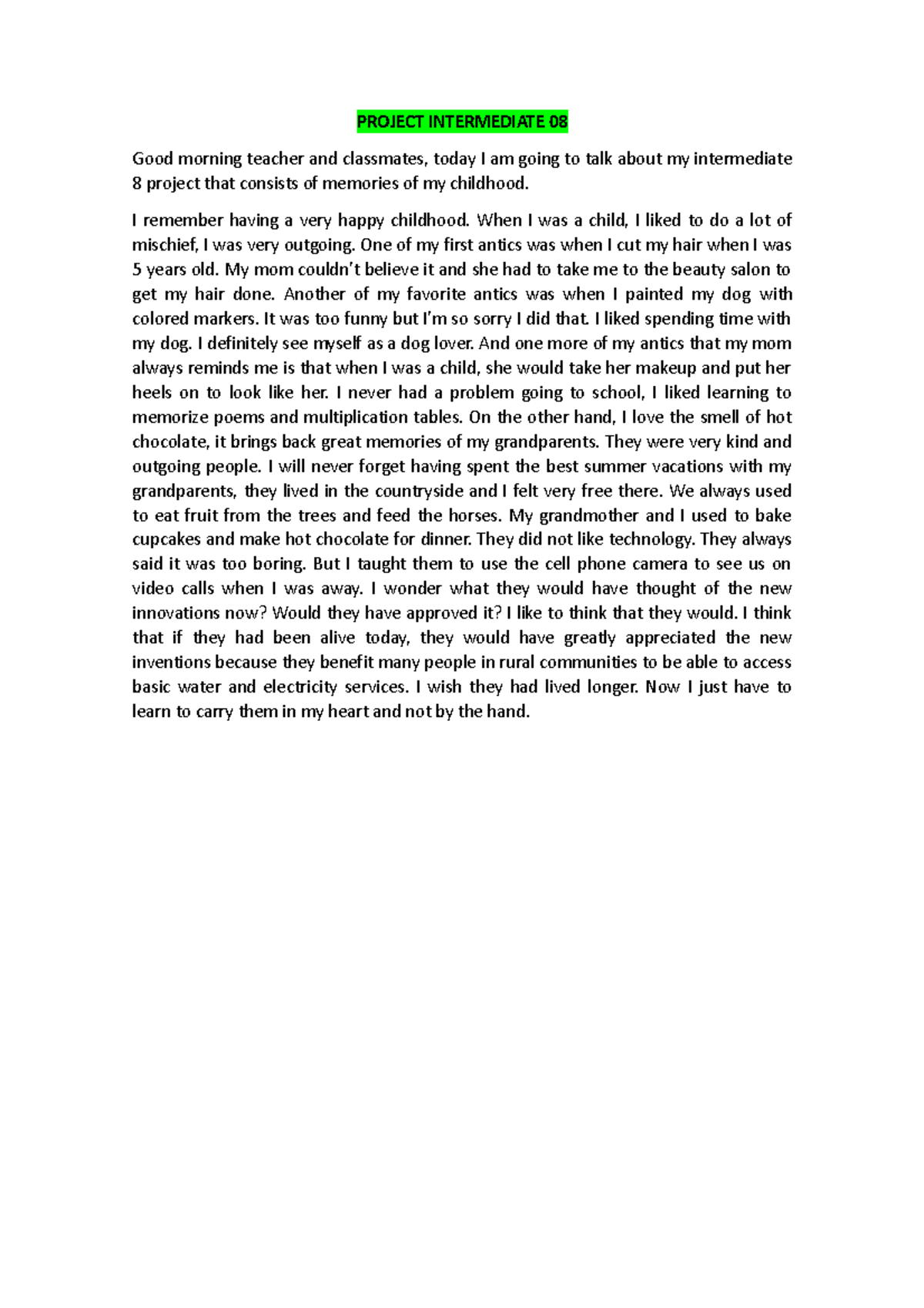 MY Project Intermediate 08 - PROJECT INTERMEDIATE 08 Good morning ...