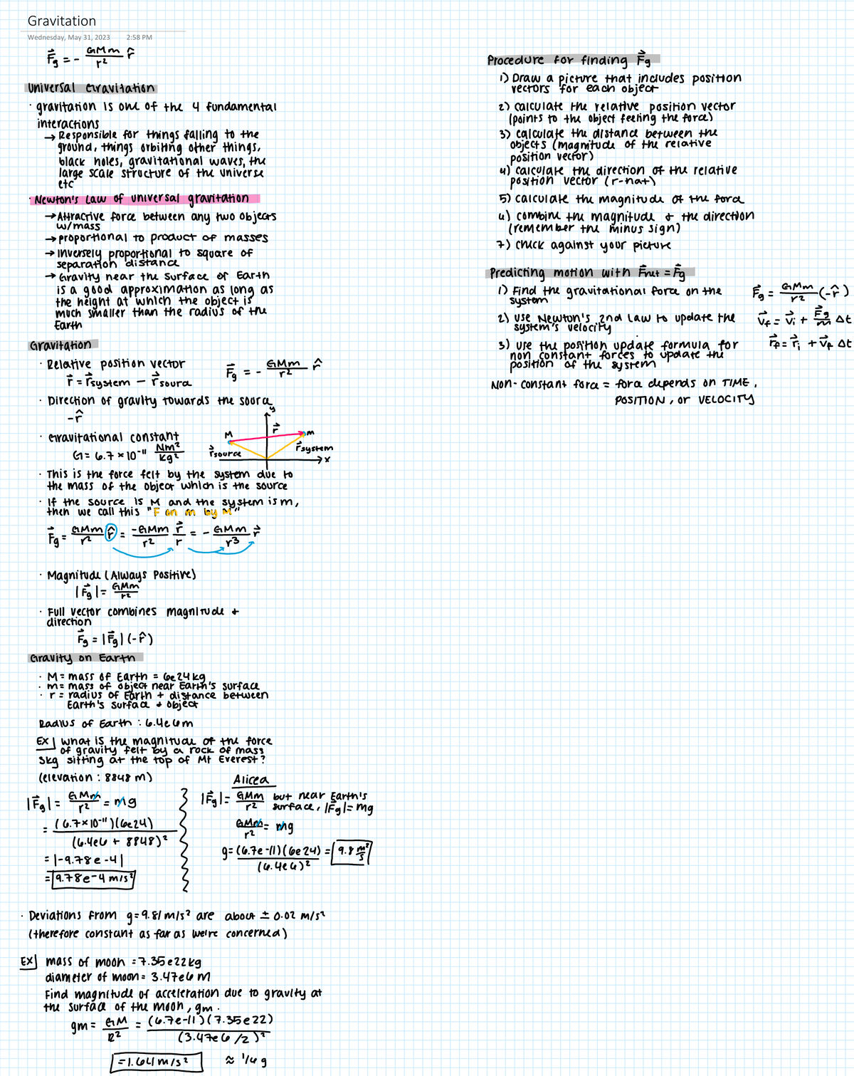 Gravitation Phys 2211 Studocu