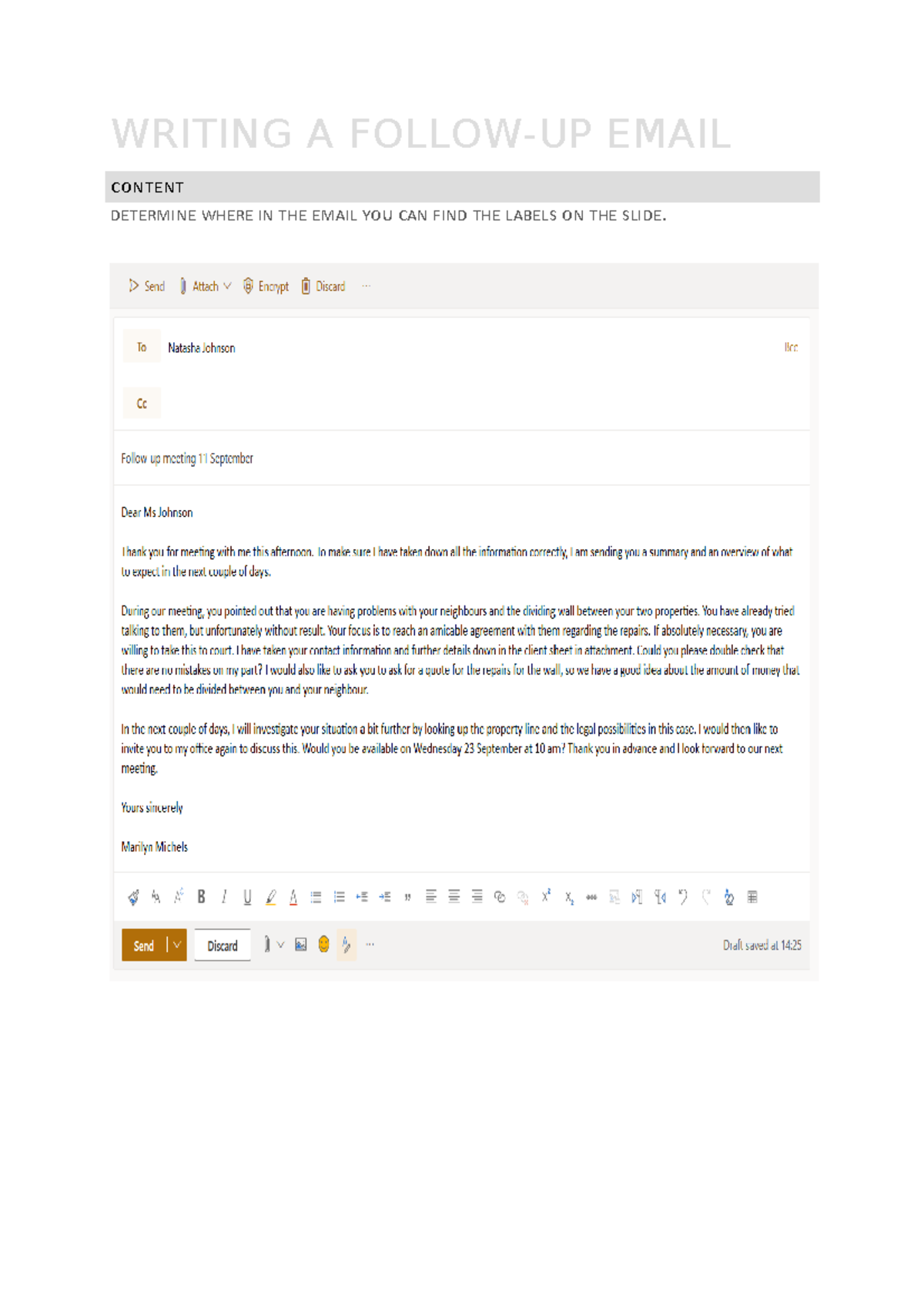 Follow-up mail Law - follow-up mail taak voor legal english - WRITING A ...