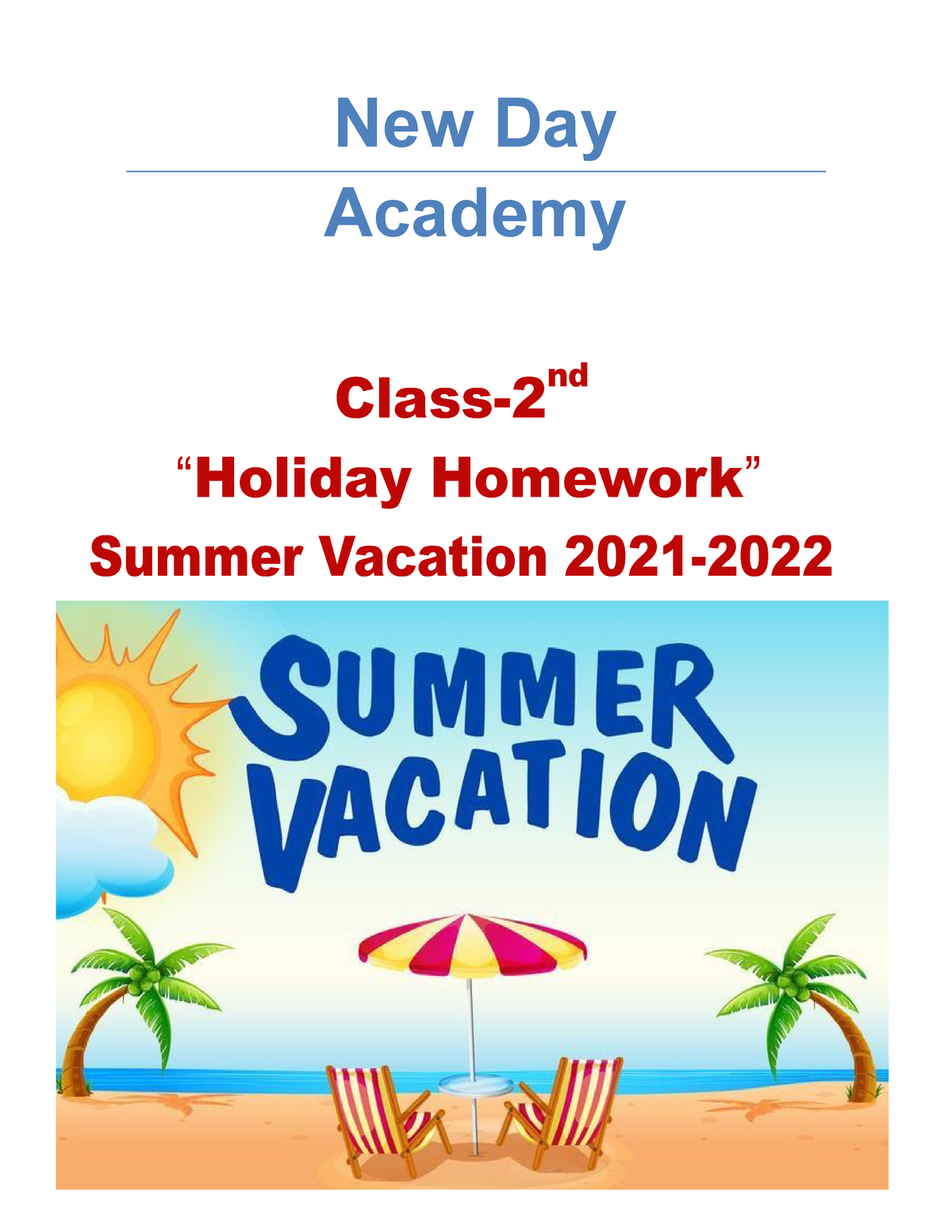 holiday homework class 2