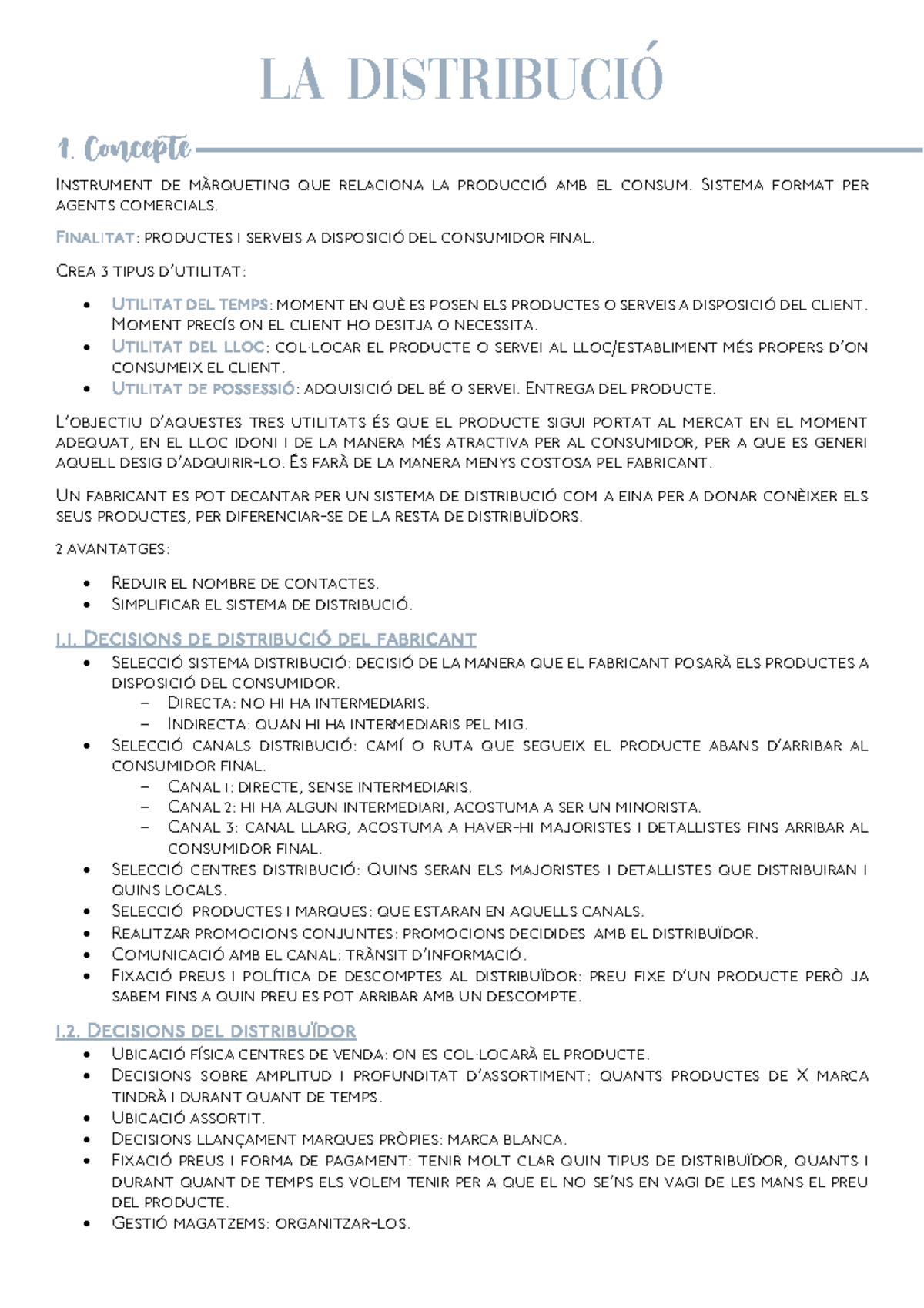 Tema 10. La distribució - La distribucio 1. Concepte Instrument de ...
