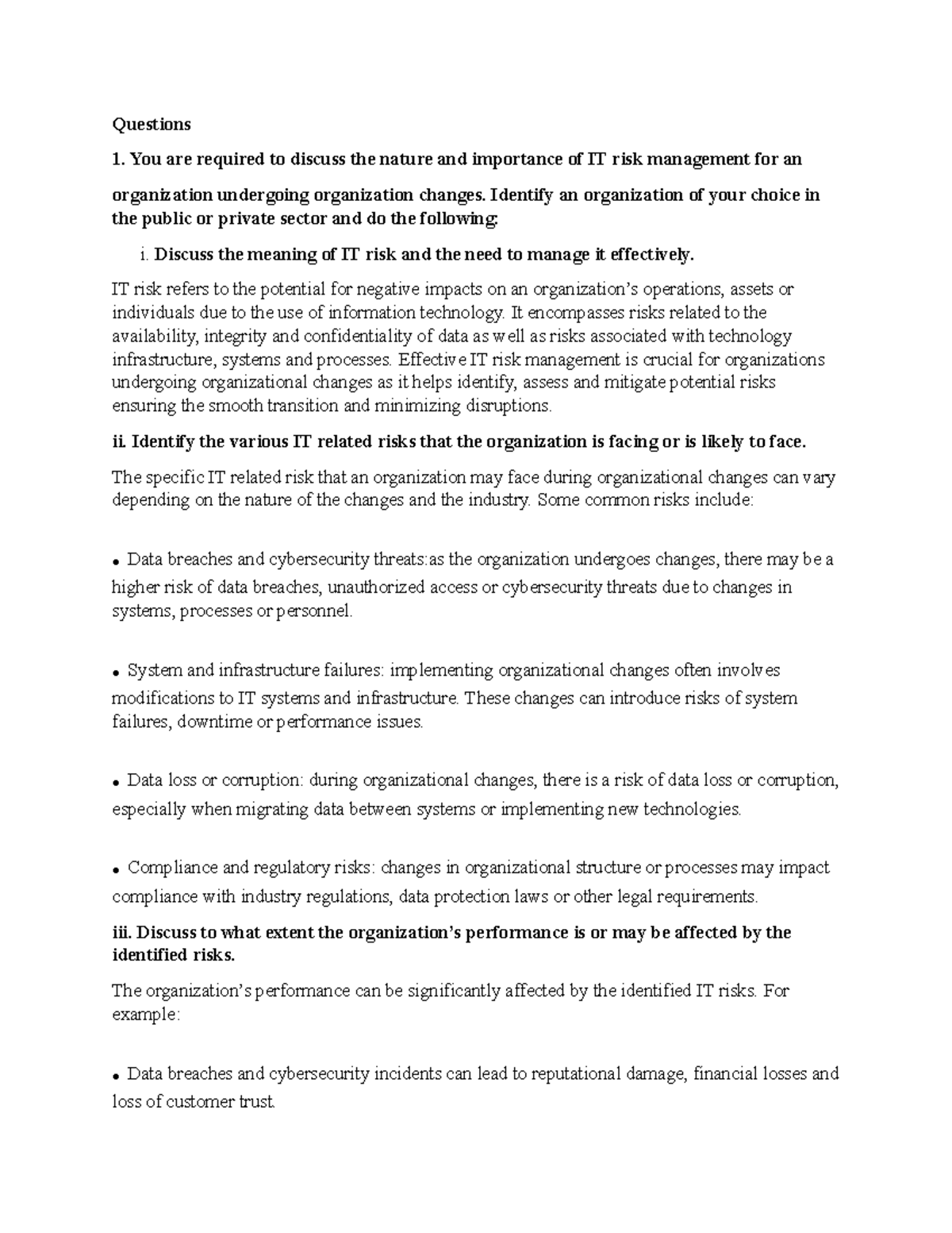UCI 401 - N/A - Questions 1. You are required to discuss the nature and ...