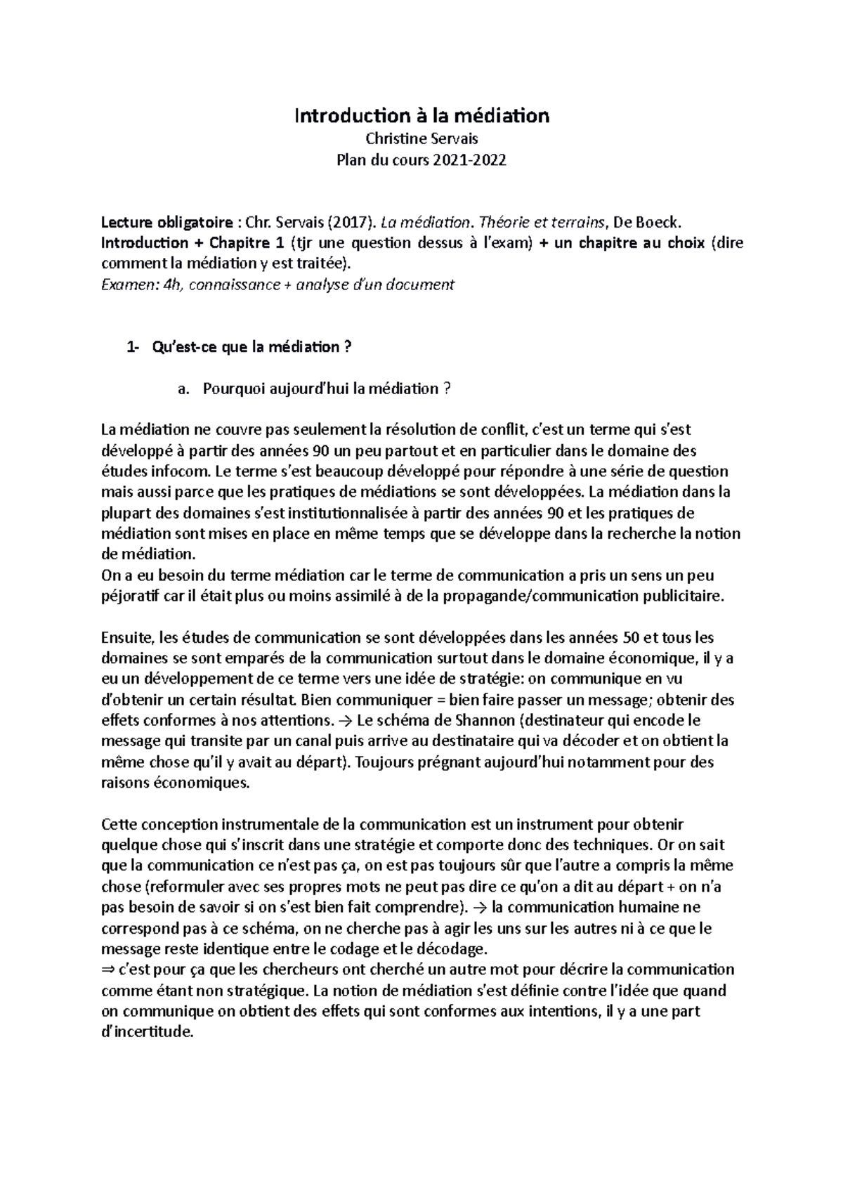 Introduction à la médiation - Introduction à la médiation Christine ...