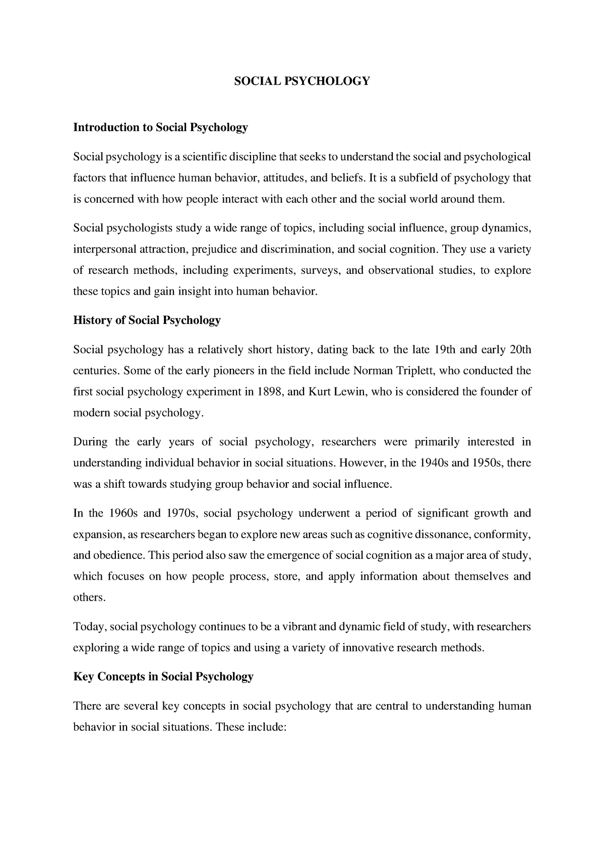 short essay on social psychology