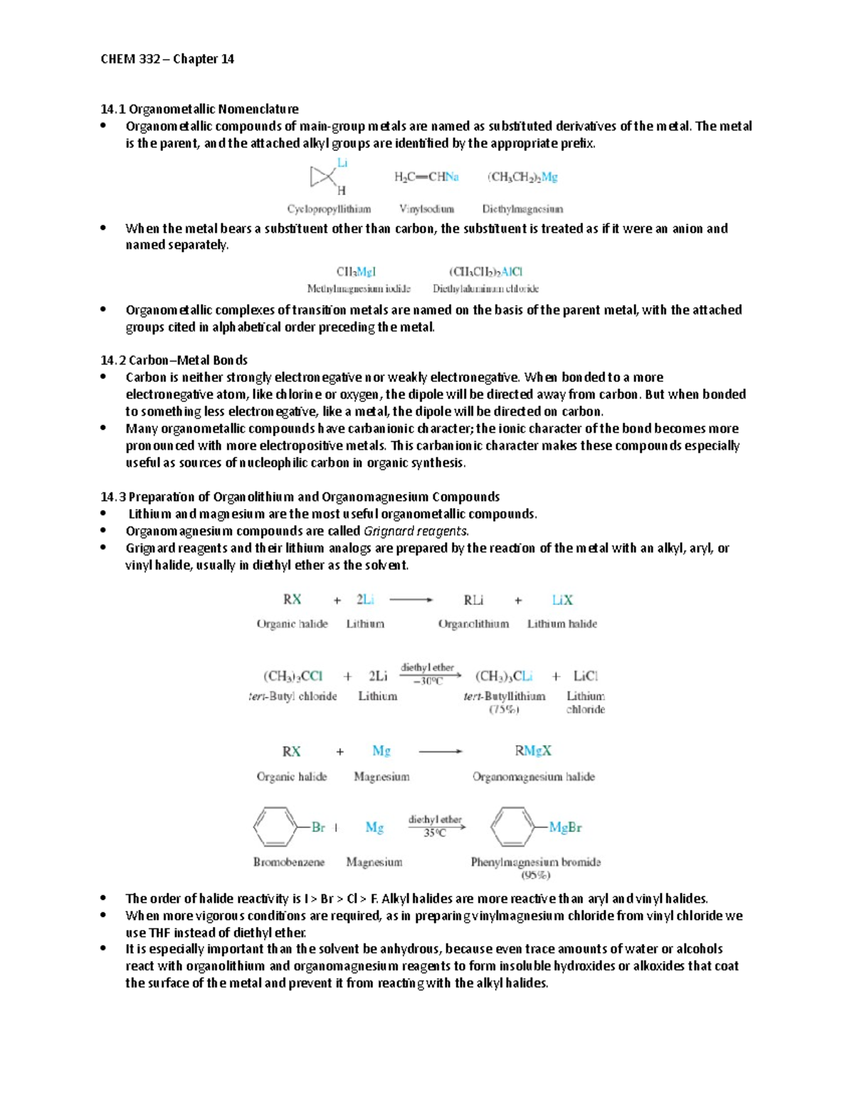 CHEM 332 – Chapter 14 - 14 Organometallic Nomenclature Organometallic ...