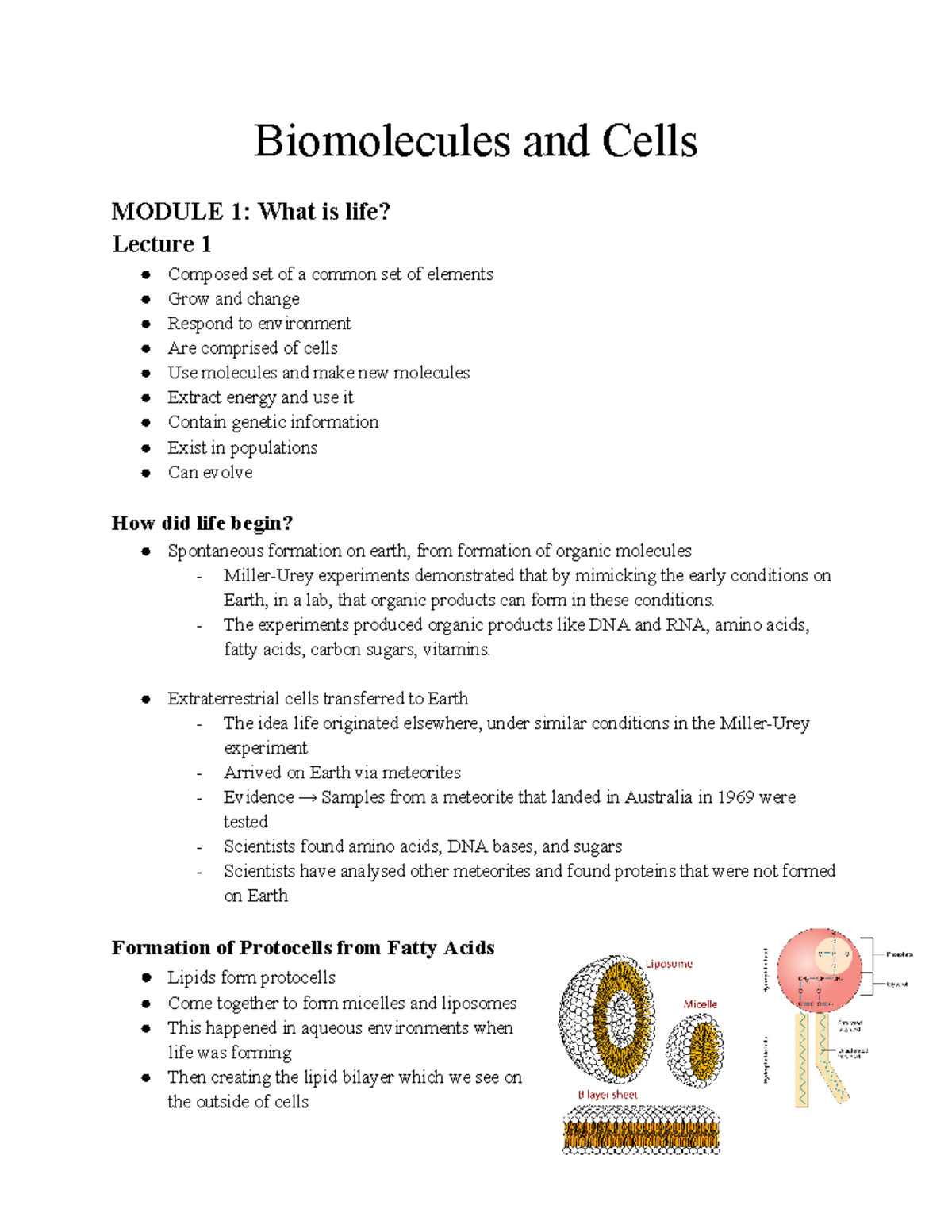 Module 1 BIOL10002 - Biomolecules And Cells MODULE 1: What Is Life ...