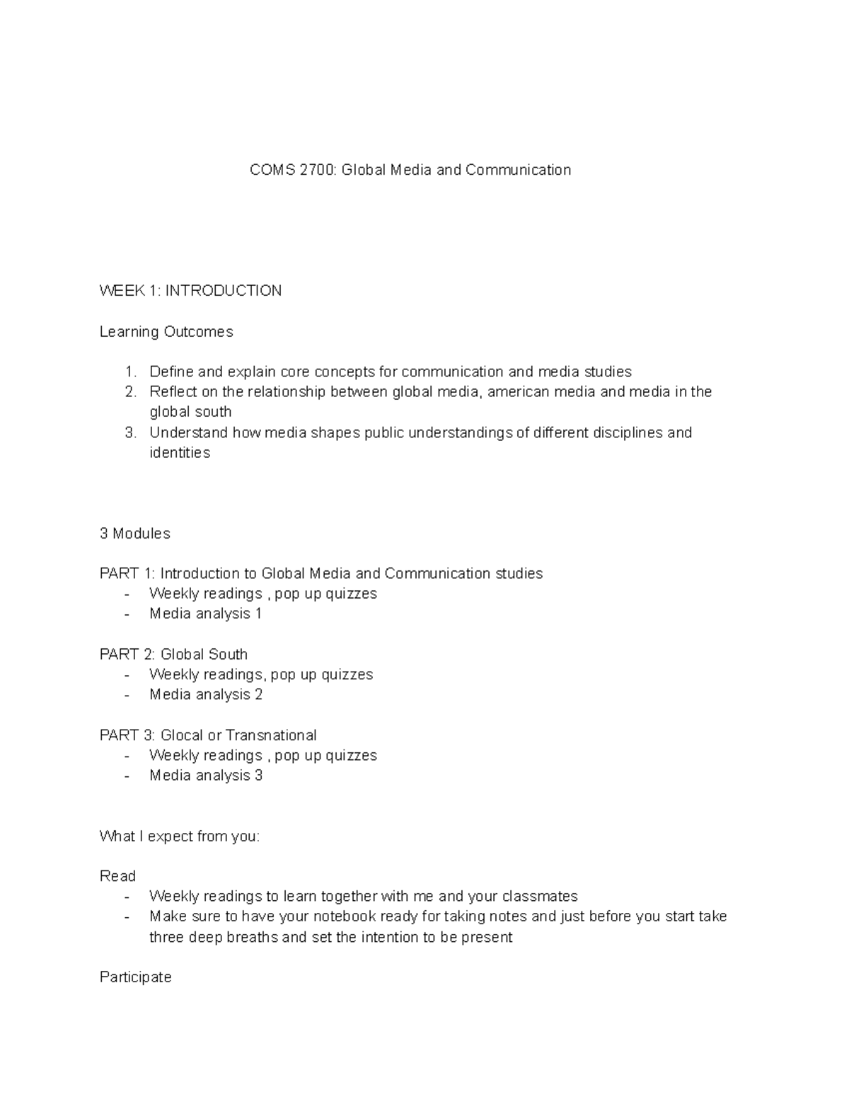 Coms2700 global media and communication coms 2700 global media and