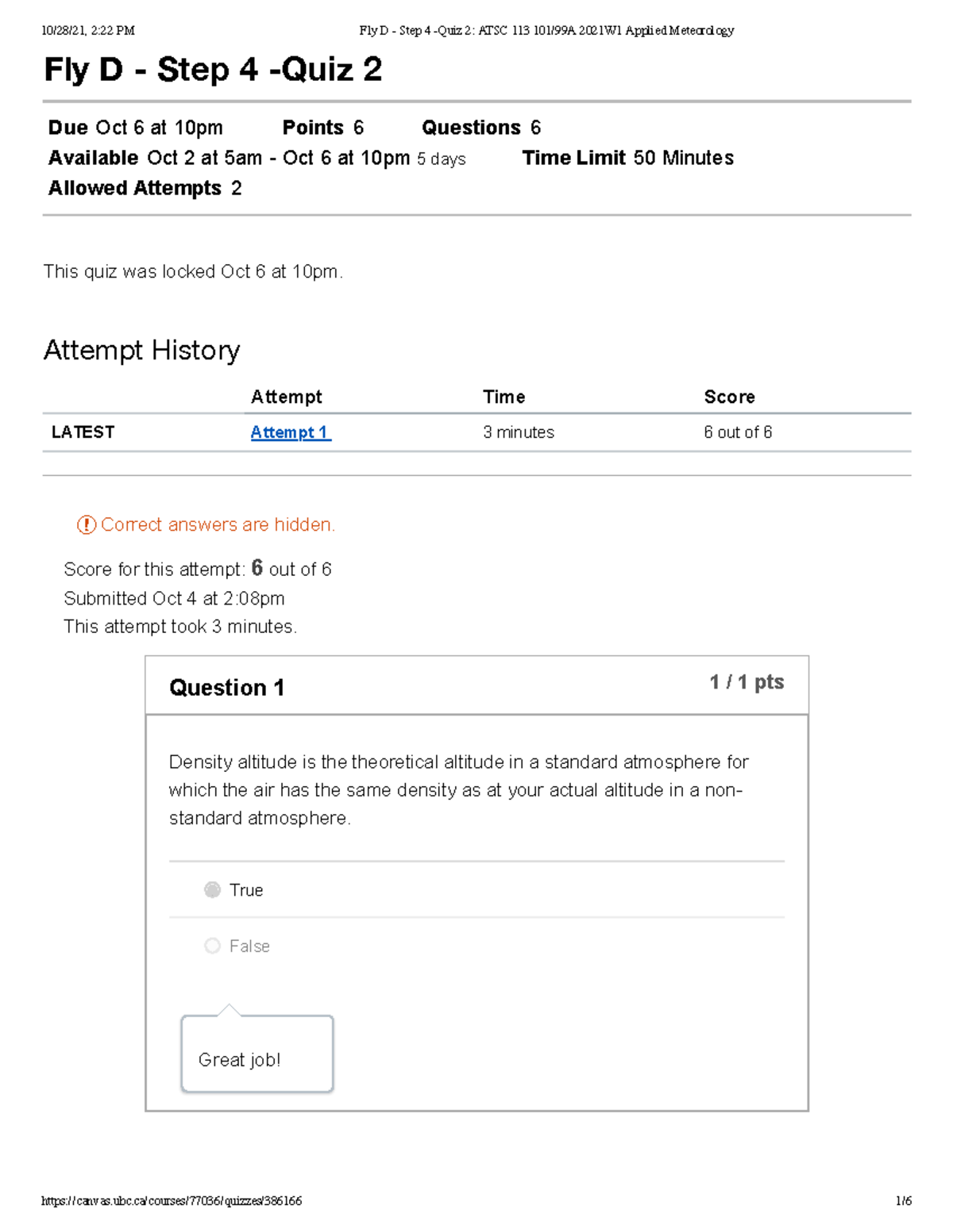 Fly D - Step 4 -Quiz 2 ATSC 113 101 99A 2021W1 Applied Meteorology ...