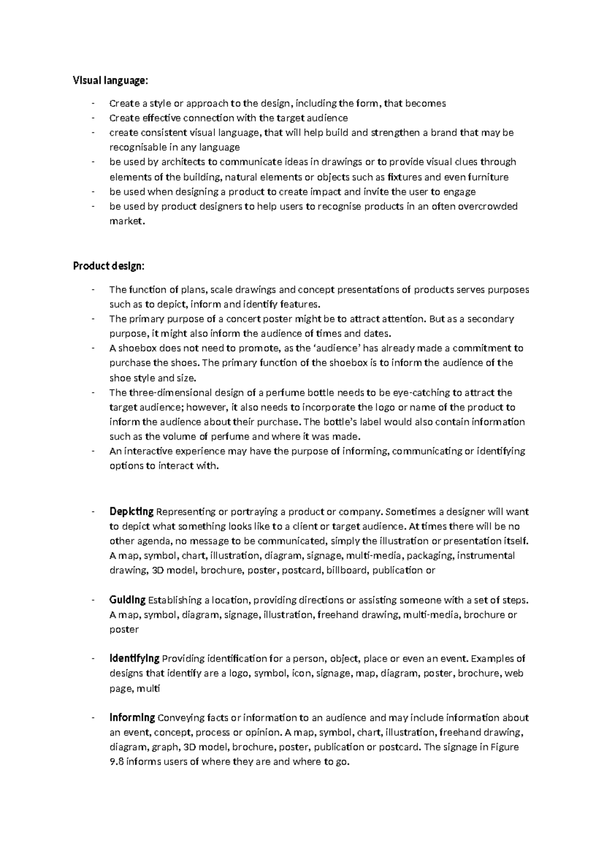 Ch 9 - Chapter 9 notes - Visual language: - Create a style or approach ...