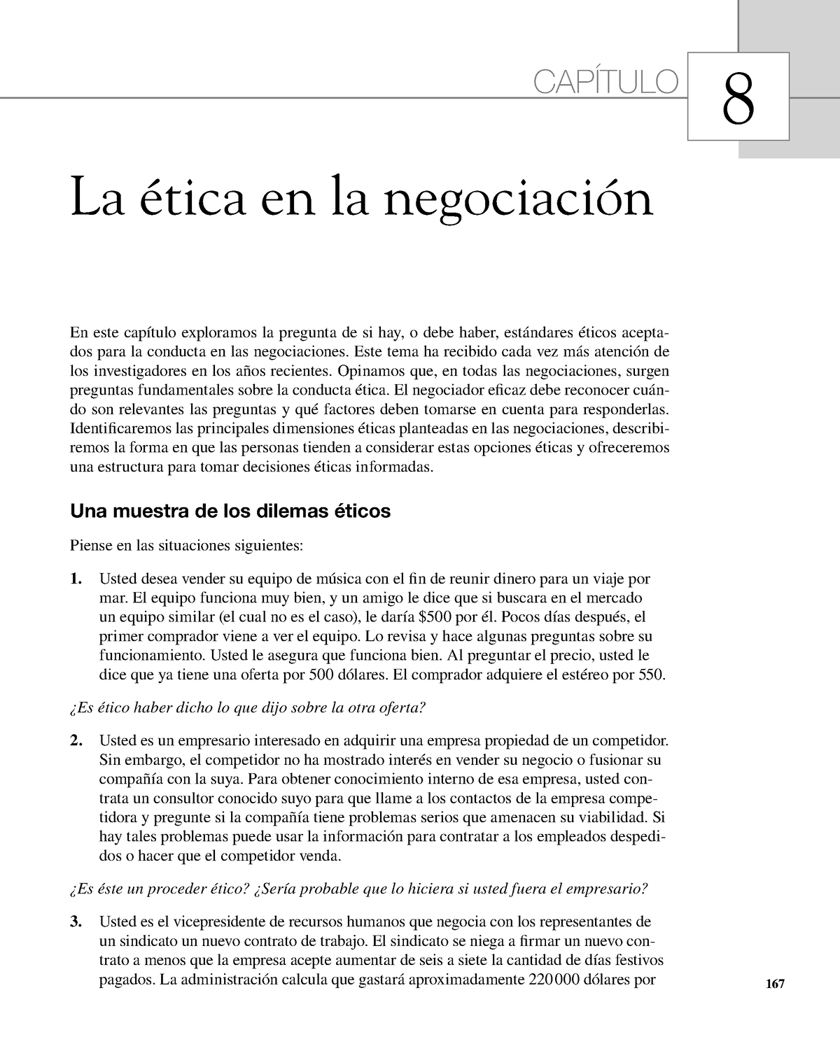 La Etica En La Negociacion CapÍtulo 8 167 La ética En La Negociación En Este Capítulo 4702